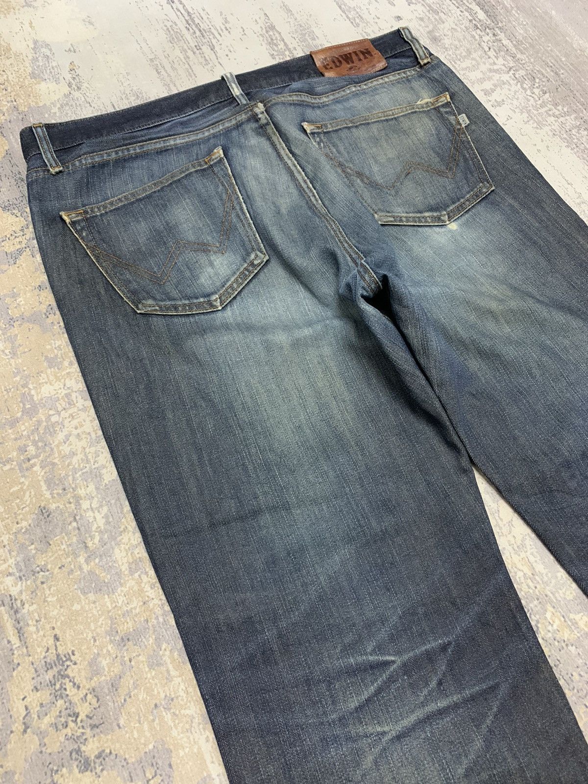 Japanese Brand Edwin 505 Distressed Mud Wash Denim Jeans Size US 37 - 11 Thumbnail