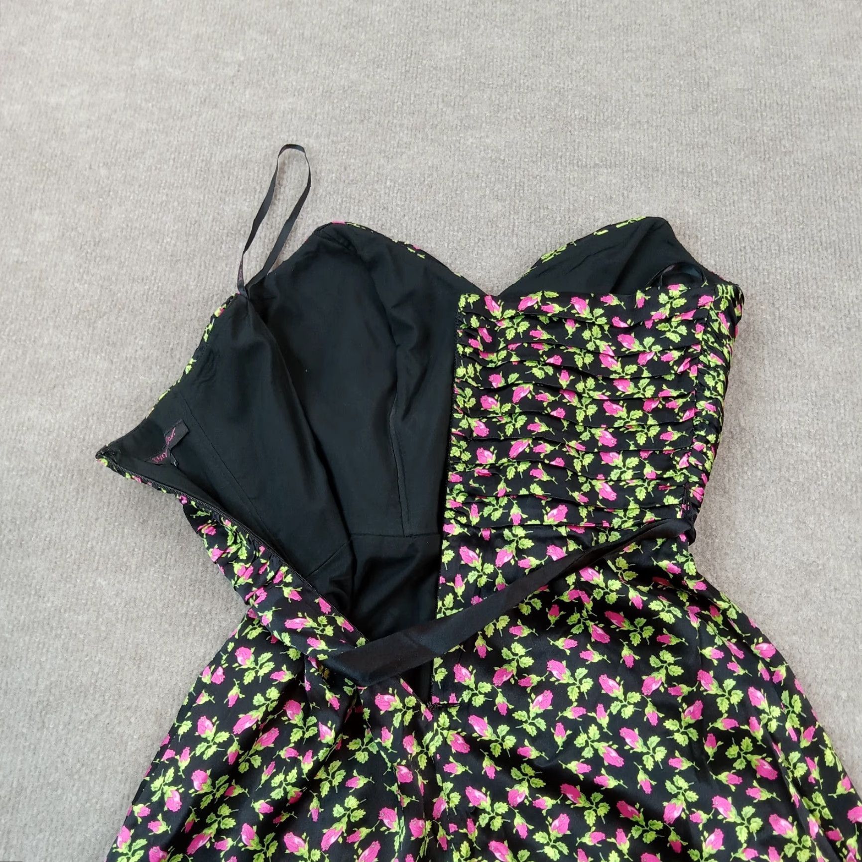 Betsey Johnson Betsey Johnson Floral Mini Dress Womens Size 8 Black Strapless Belted Fit & Flare Casual Party Size M / US 6-8 / IT 42-44 - 8 Thumbnail