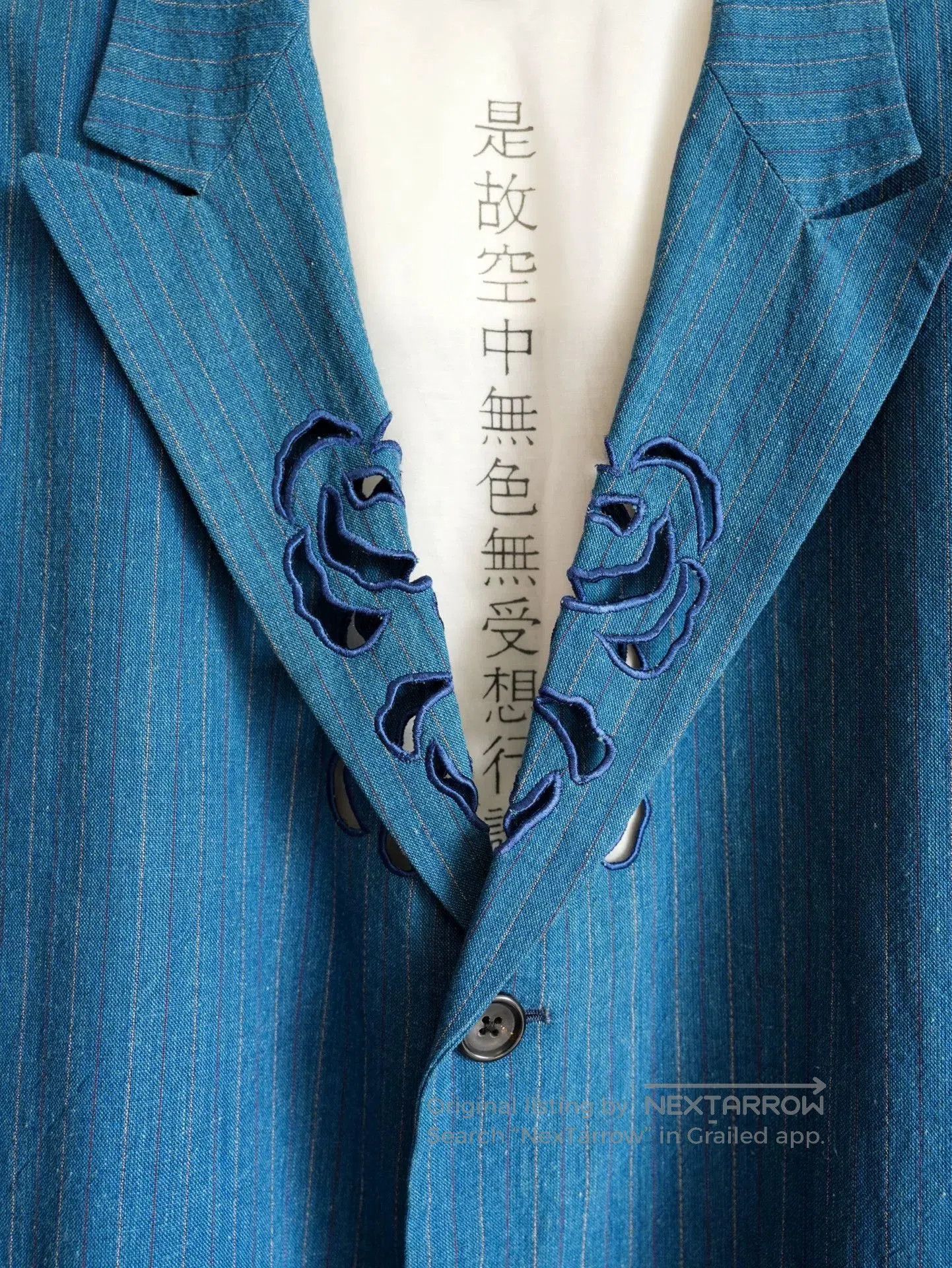 Yohji Yamamoto unique rose embroidered blue jacket. Size US M / EU 48-50 / 2 - 4 Thumbnail