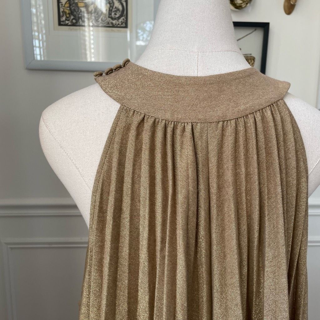 Free People Free People Pleated Love Trapeze Mini Dress Metallic Gold Br Size XS / US 0-2 / IT 36-38 - 6 Thumbnail