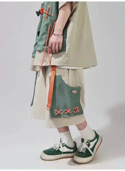 Cactus Store LA Japanese Steetwear Pockets Patchwork Harajuku Shorts Size US 43 - 1 Thumbnail