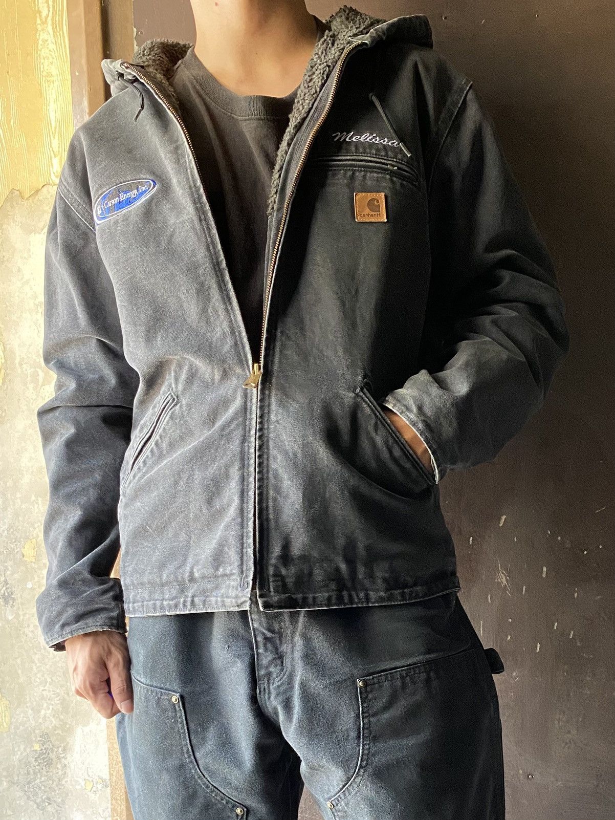 Carhartt Carhartt Jacket Sherpa Lined J141 BLK Leather patch Size US M / EU 48-50 / 2 - 2 Thumbnail