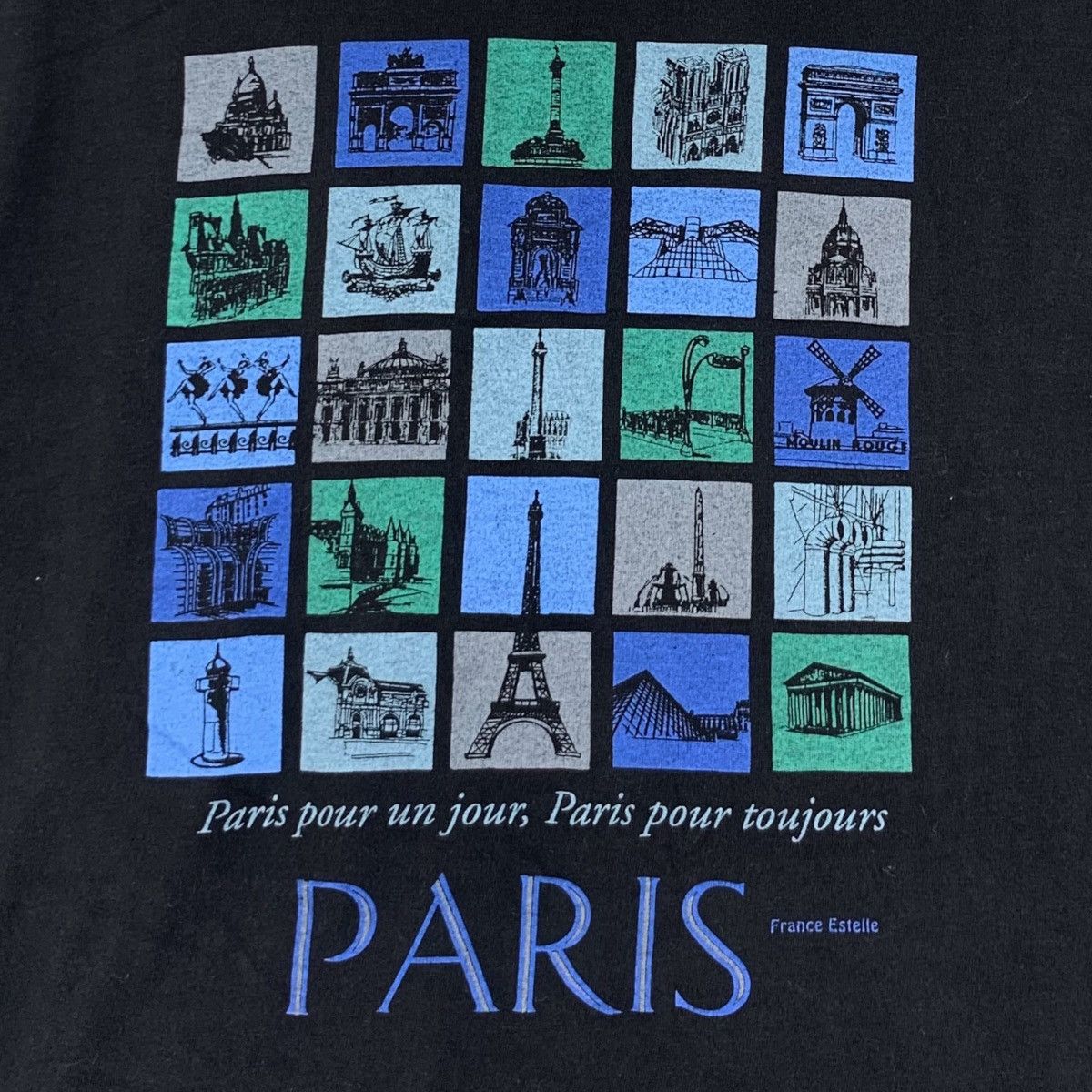 Vintage Vintage PARIS FRANCE ESTELLE City Illustration Tee Shirt Size L / US 10 / IT 46 - 3 Thumbnail