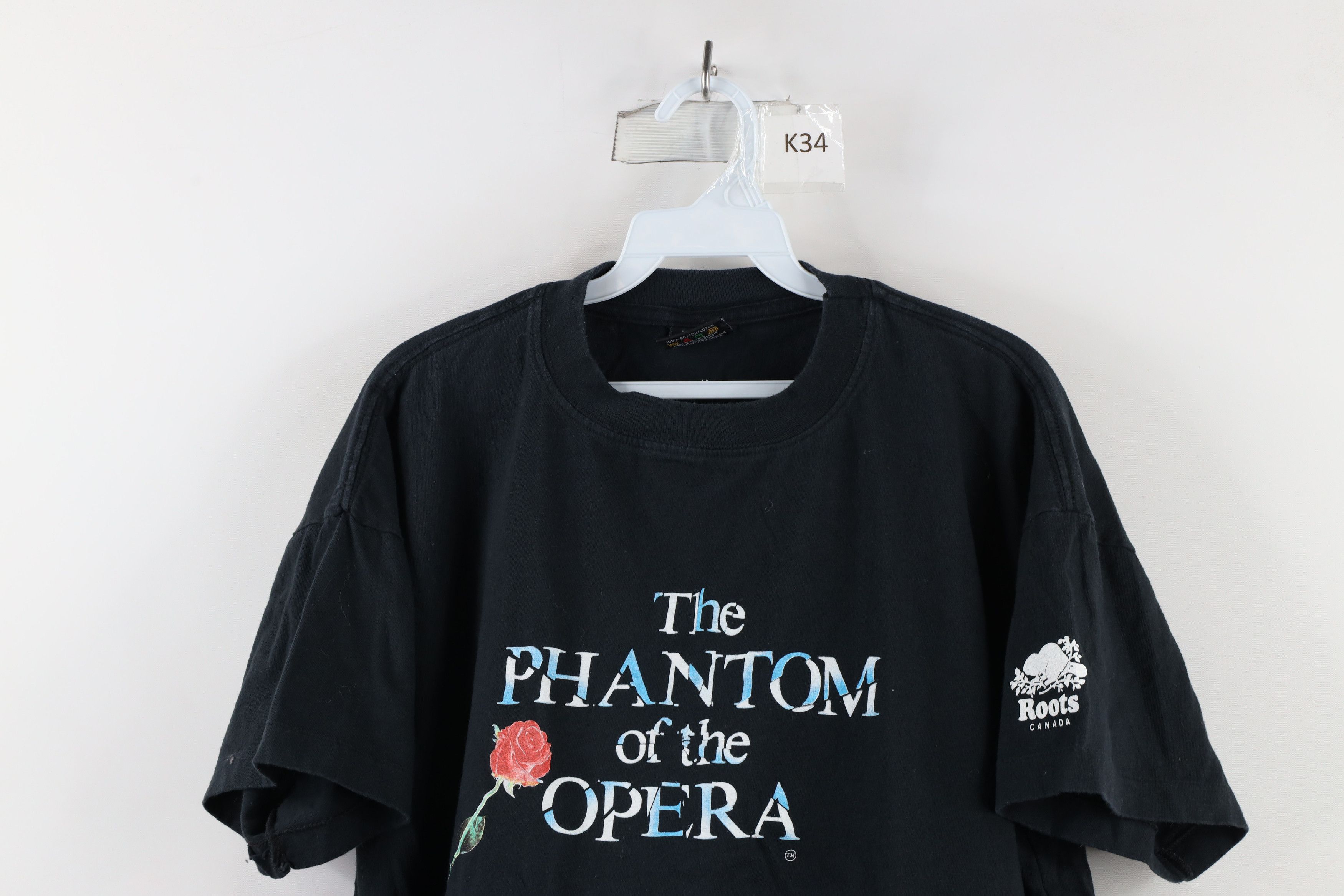 Vintage Vintage 80s Roots Canada Phantom of the Opera T-Shirt Black Size US XL / EU 56 / 4 - 2 Thumbnail