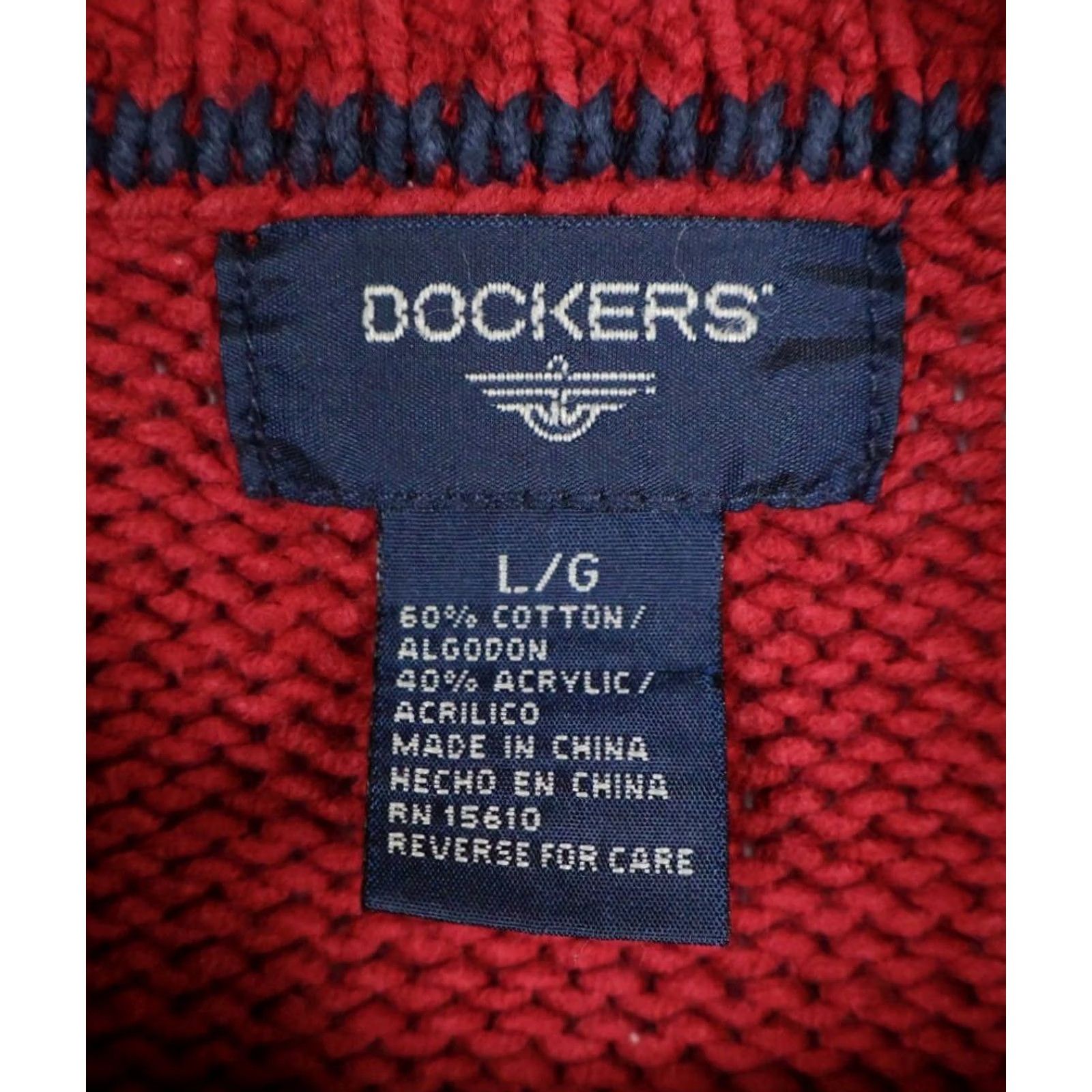 Dockers VINTAGE Dockers Sweater Men's Large Red Blue Stripe Chunky Knit Pullover Casual 90s Preppy Shirt/Top Size US L / EU 52-54 / 3 - 3 Thumbnail