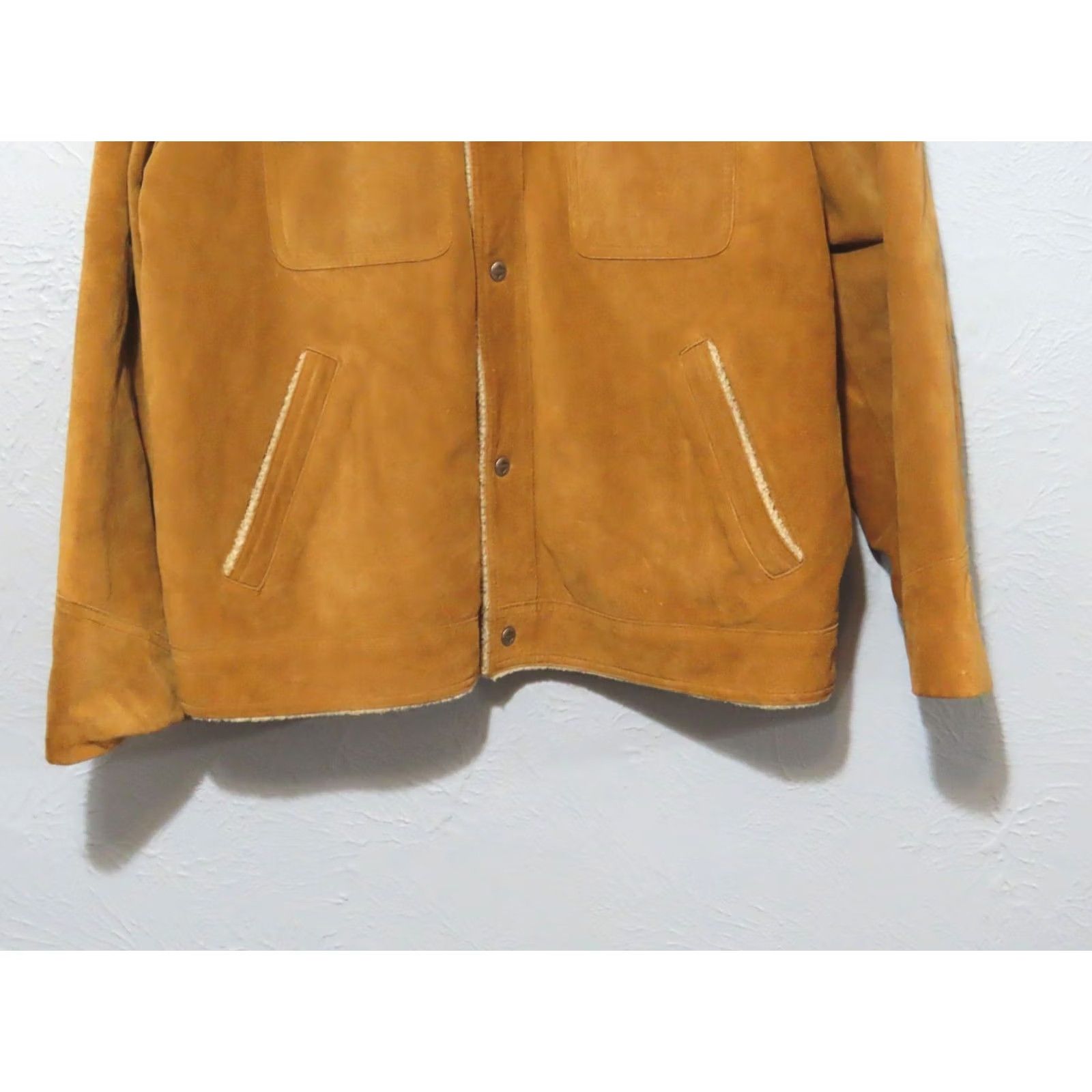 Roundtree & Yorke Roundtree & Yorke Outfitters Men's XL Suede Sherpa Lined Coat Leather Jacket Brown Snaps Pockets Mid-Length Size US XL / EU 56 / 4 - 2 Thumbnail