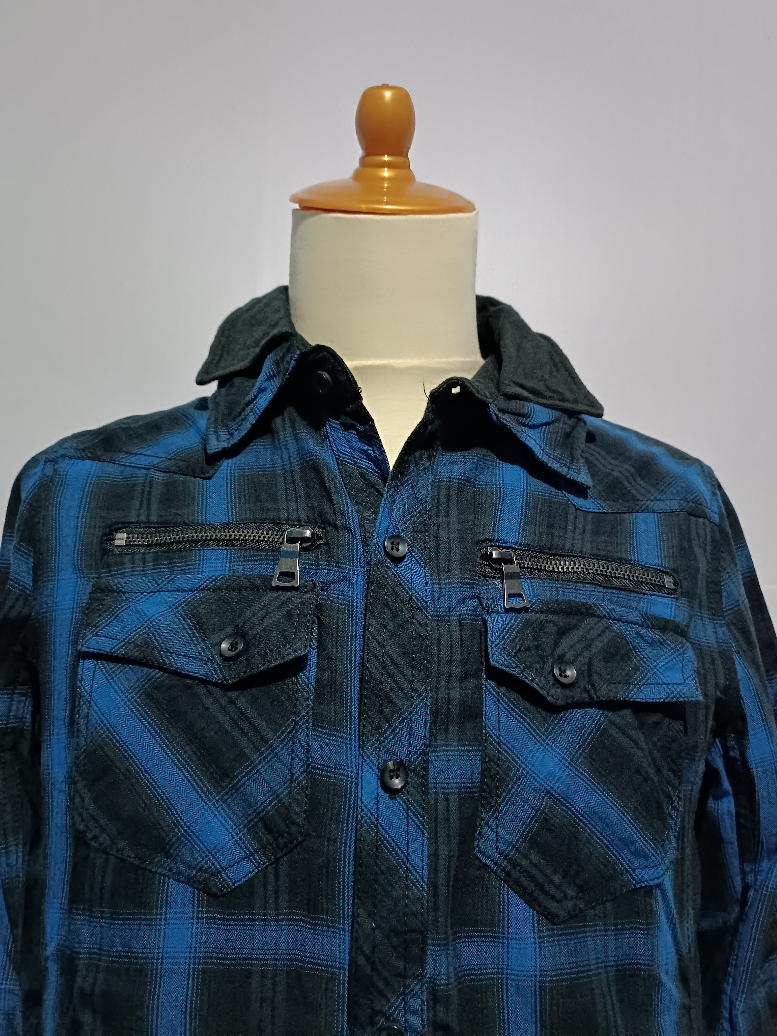 In The Attic × Japanese Brand In The Attic Black and Blue Checkered Double Layer Shirt Size US M / EU 48-50 / 2 - 5 Thumbnail