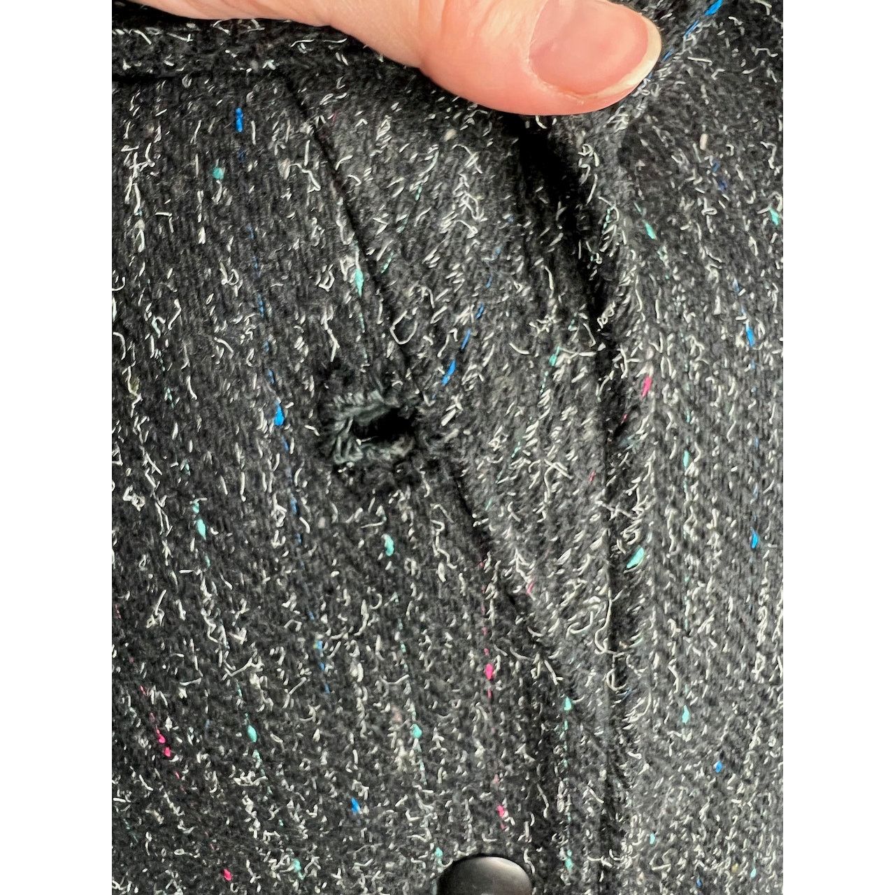 Vintage vintage wool coat charcoal teal pink blue high neck leather Size XXL / US 16-18 / IT 52-54 - 11 Thumbnail