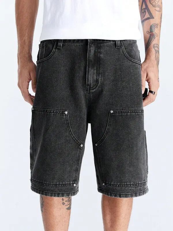 Japanese Brand Aikawa x Hiro Jorts Shorts Drip Washed Denim Cargo Size US 35 - 6 Thumbnail
