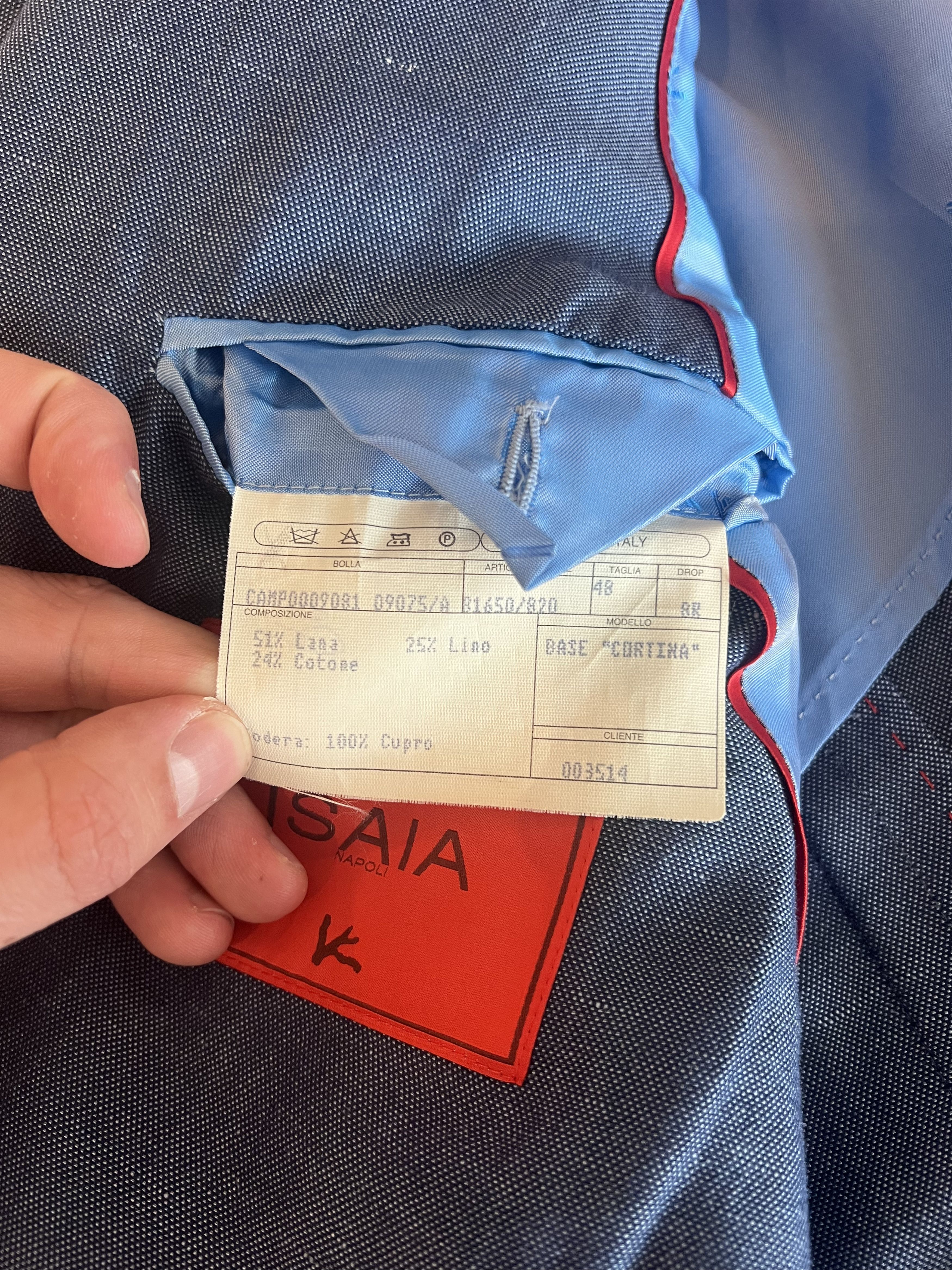 Isaia ISAIA Blue Wool Linen Cotton Double-Breasted Jacket 38R US Size 38R - 3 Thumbnail