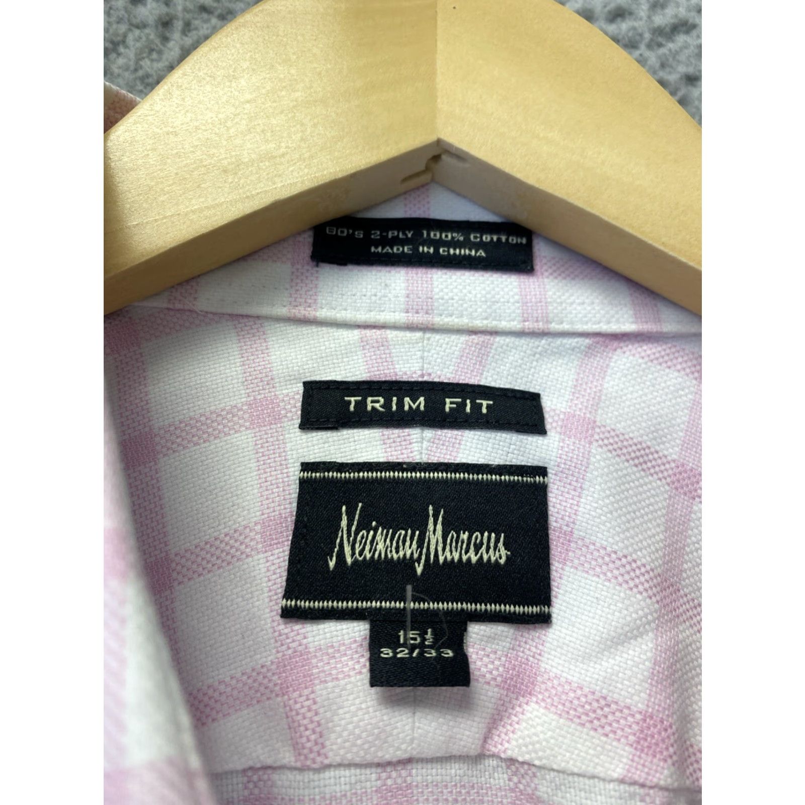 Neiman Marcus VINTAGE Neiman Marcus Dress Shirt Mens 15.5 Pink Check Long Sleeve Slim Fit Business Party Workwear Size US M / EU 48-50 / 2 - 3 Thumbnail