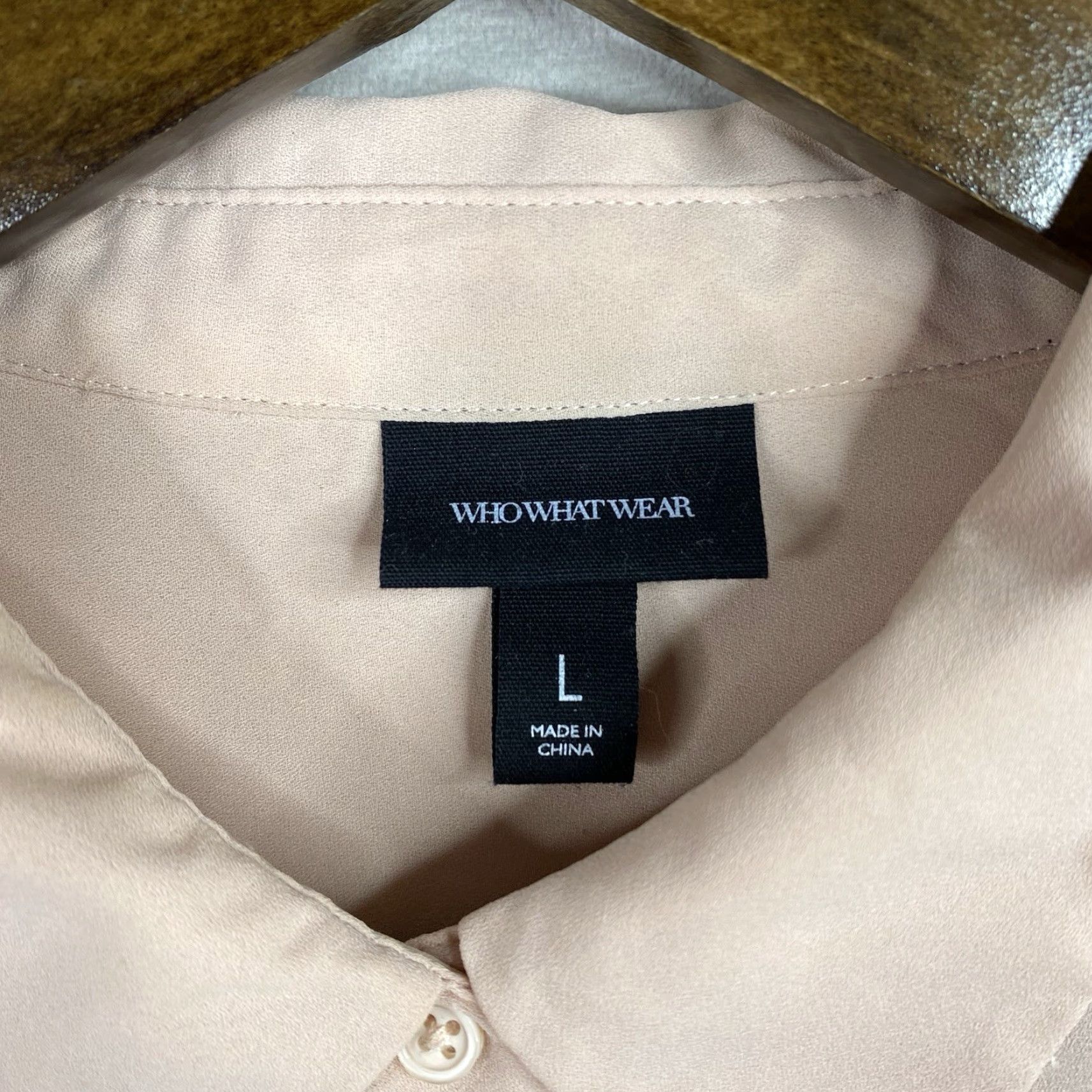 Pinko WHO WHAT WEAR Button-Up Shirt Womens L Peachy Pink Long Sleeve Chambray Casual Shirt Size L / US 10 / IT 46 - 5 Thumbnail