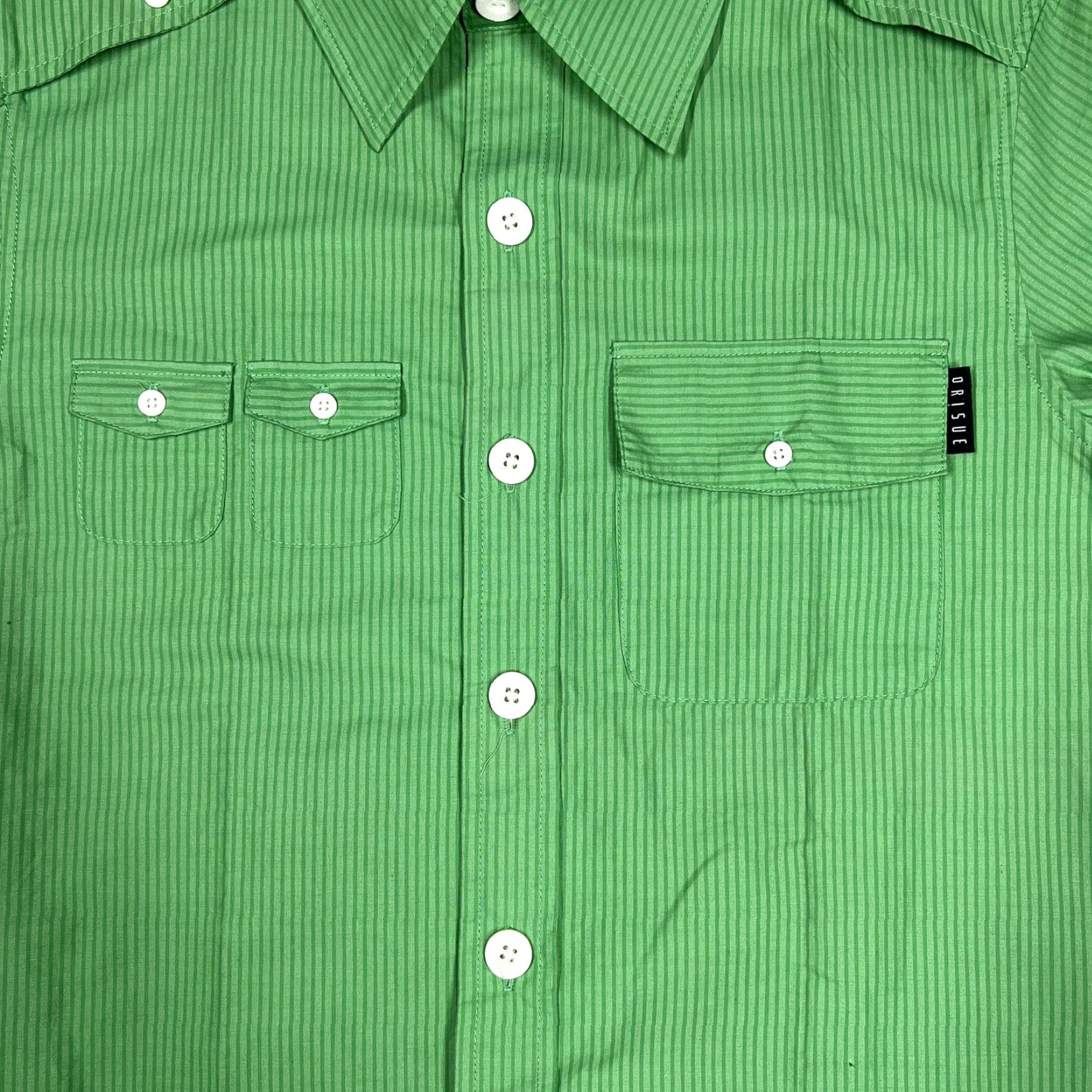 Vintage Orisue Mens Button-Up Shirt Size Medium Green Striped Long Sleeve Woven EUC Size US M / EU 48-50 / 2 - 5 Thumbnail