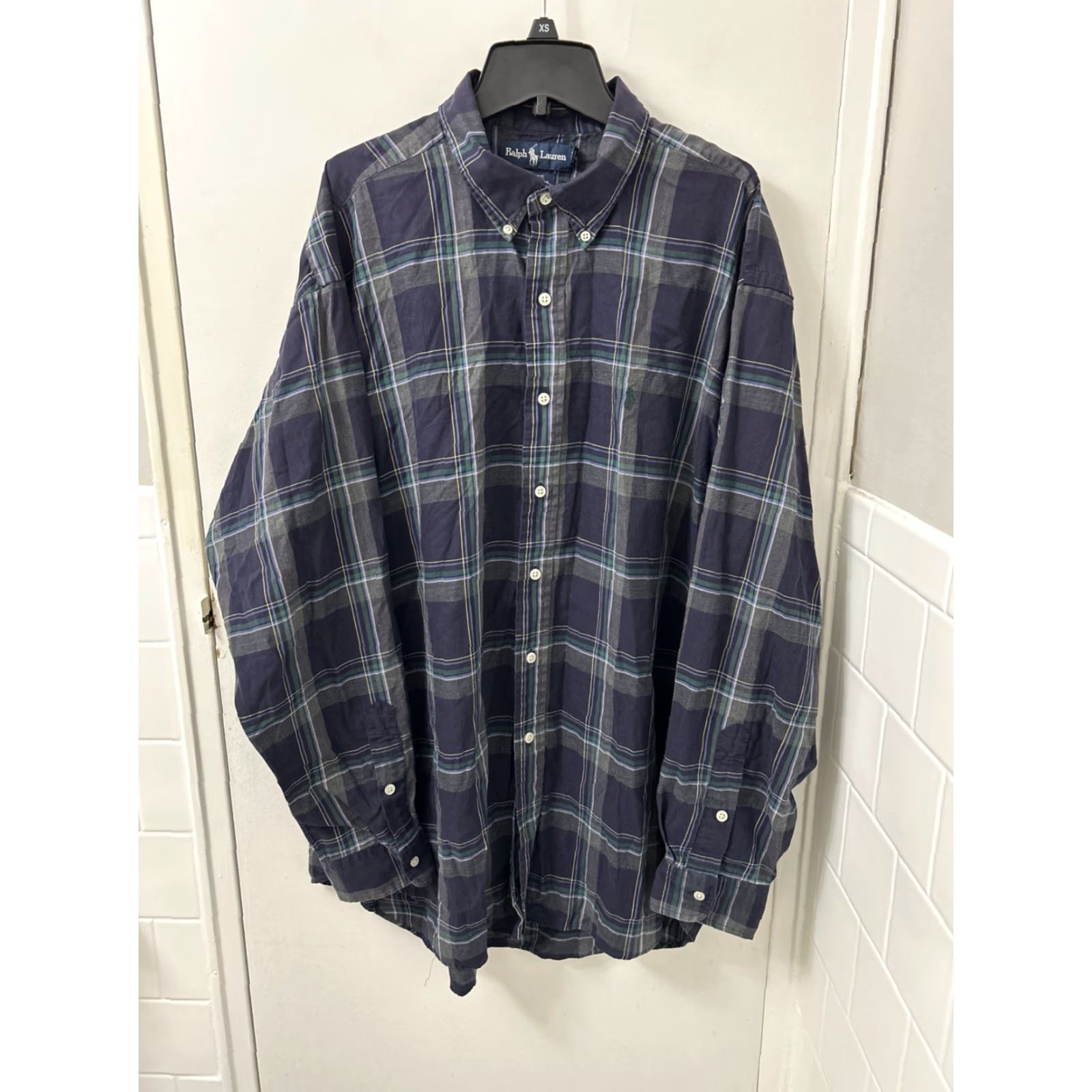 Ralph Lauren VINTAGE Ralph Lauren Blake Shirt Mens XL Navy Blue Plaid Cotton Button-Down L/S Size US XL / EU 56 / 4 - 2 Thumbnail