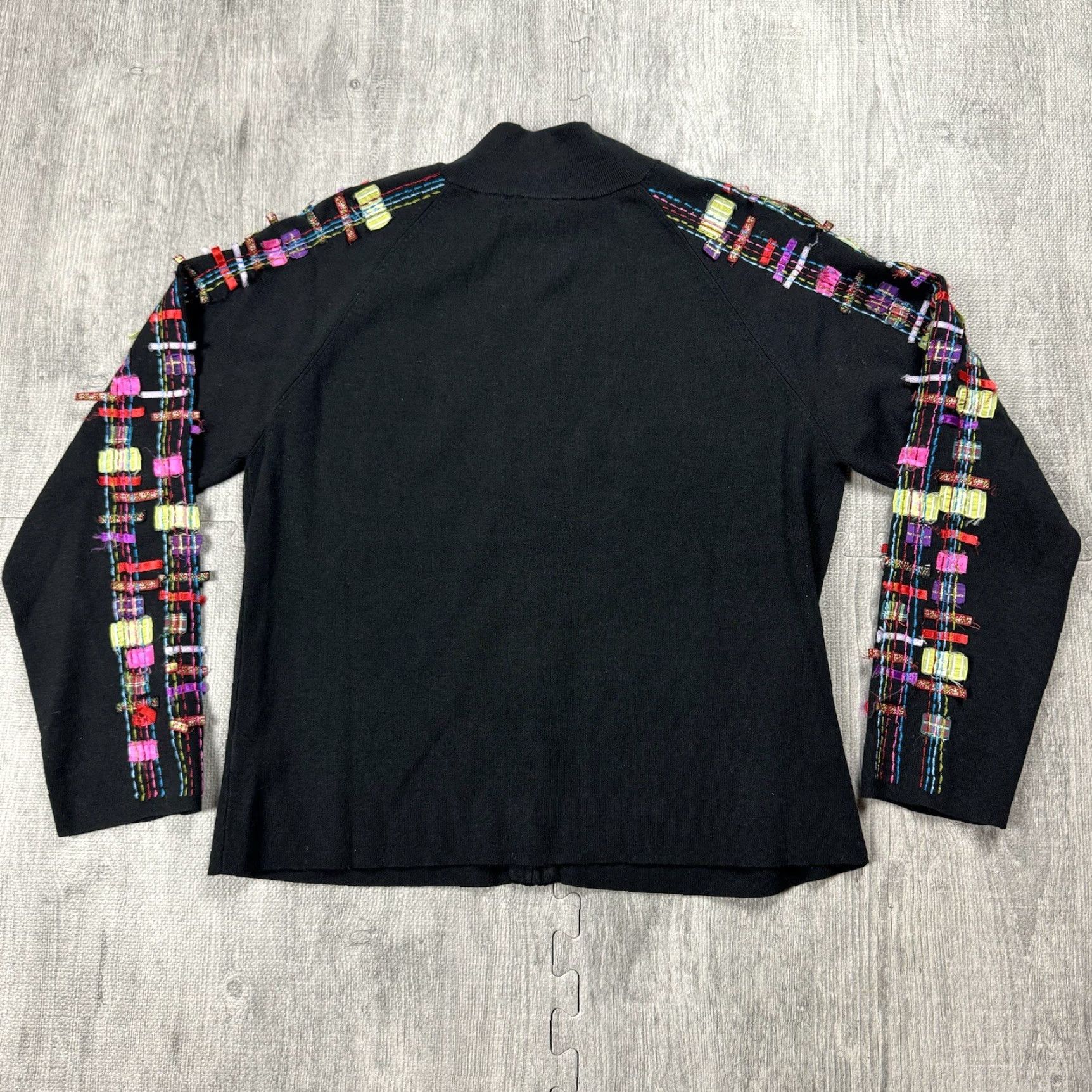 Vintage VINTAGE Marisa Christina Silk Blend Knit Sweater Full Zip Womens XL Black Striped Long Sleeve Casual Formal Holiday Size XL / US 12-14 / IT 48-50 - 6 Thumbnail