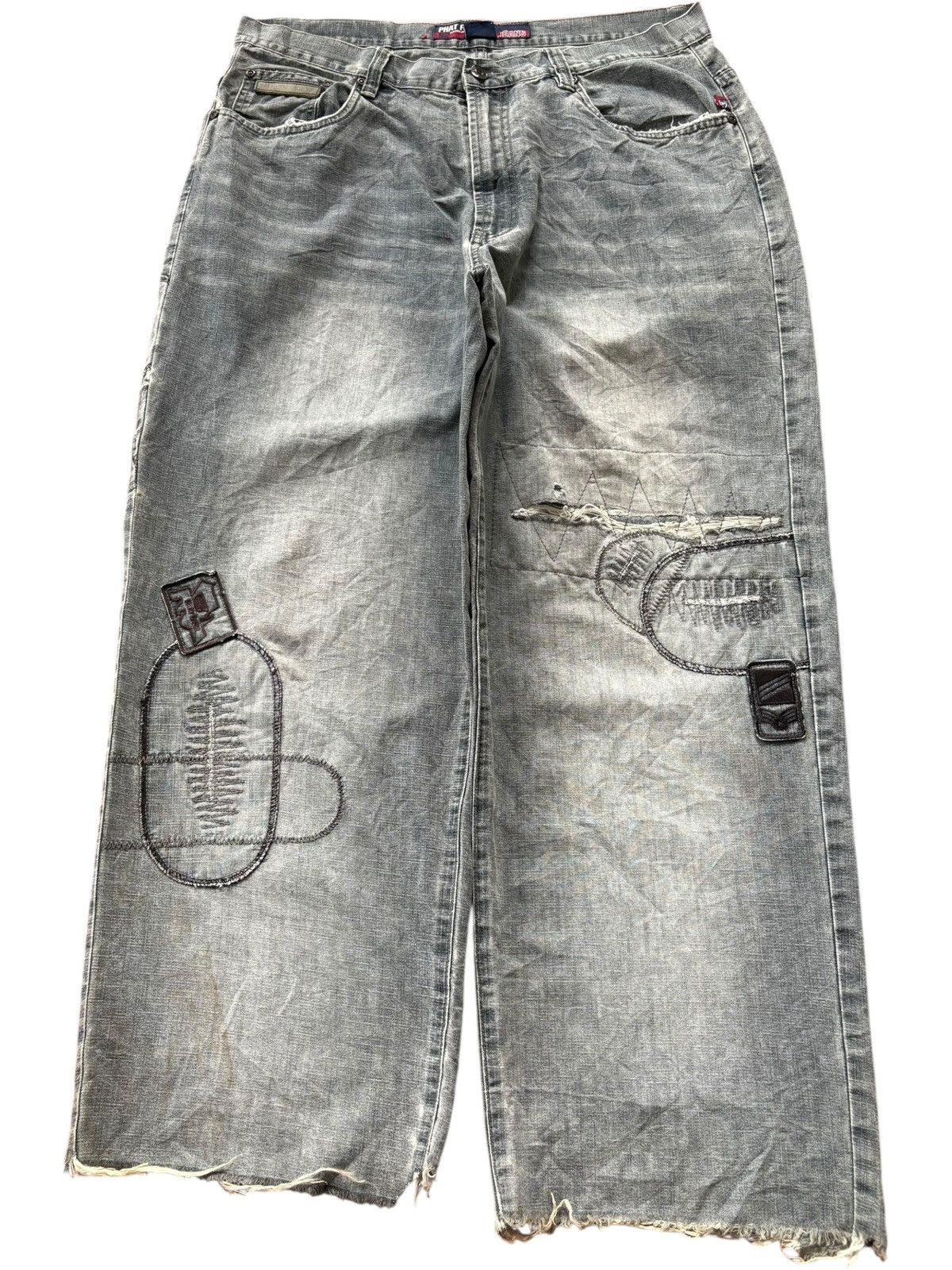 Phat Farm Vintage Phat Farm Patch Distress Baggy Jeans Size US 35 - 1 Thumbnail