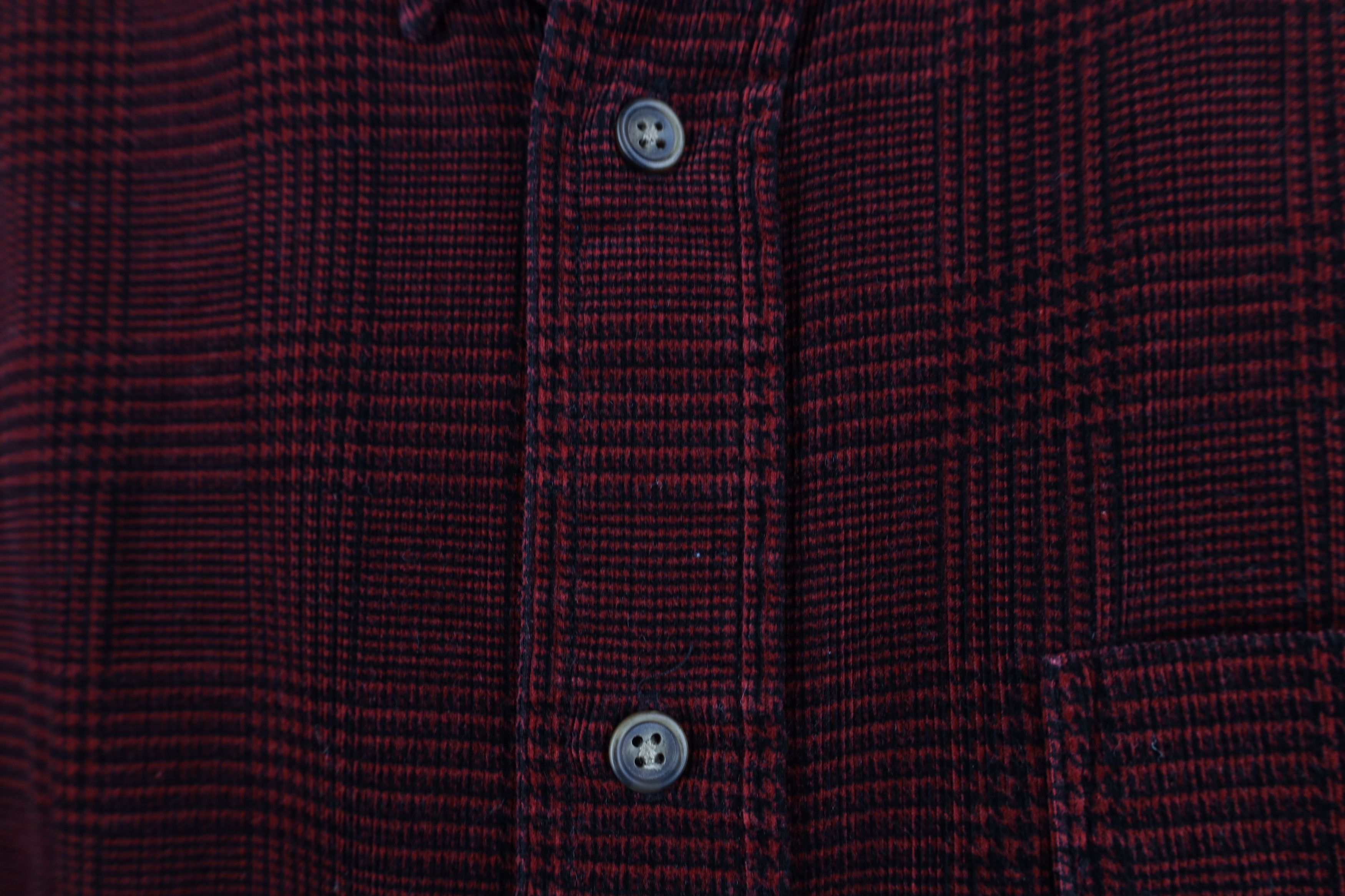 Vintage Vintage 90s Streetwear Houndstooth Corduroy Button Shirt Size US XL / EU 56 / 4 - 5 Thumbnail