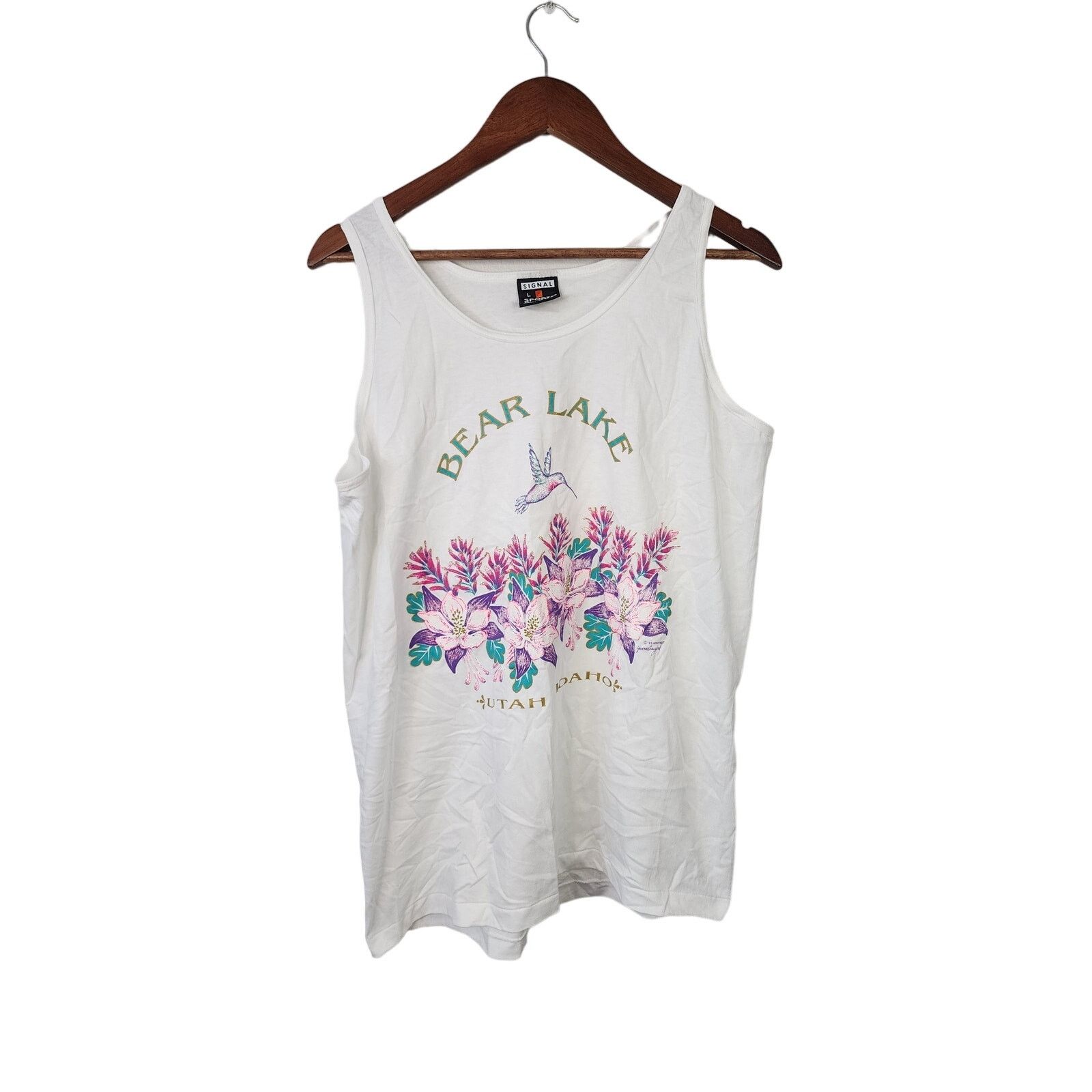 Signal Sport Vintage Bear Lake Shirt Flowers Graphic Tank VTG 90s L Size L / US 10 / IT 46 - 1 Thumbnail