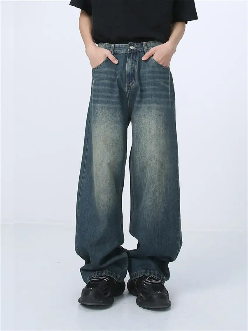 Designer × Japanese Brand Washed blue faded and distressed baggy jeans Size US 34 / EU 50 - 4 Thumbnail