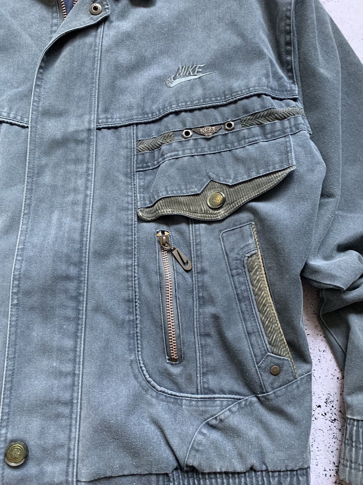Nike × Vintage RARE! Vintage Nike Denim Jacket Bomber Pocket Zip Size XL Y2K Size US XL / EU 56 / 4 - 6 Thumbnail