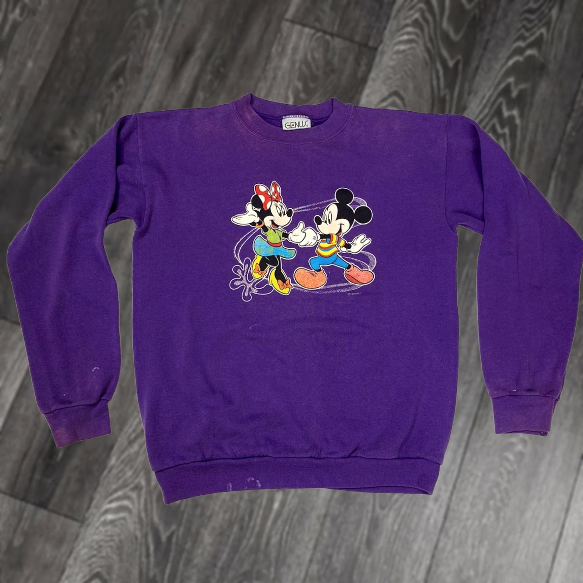 Disney VINTAGE Disney Mickey Mouse Minnie Crewneck Sweatshirt Men Small Purple USA 90s Size US S / EU 44-46 / 1 - 1 Thumbnail