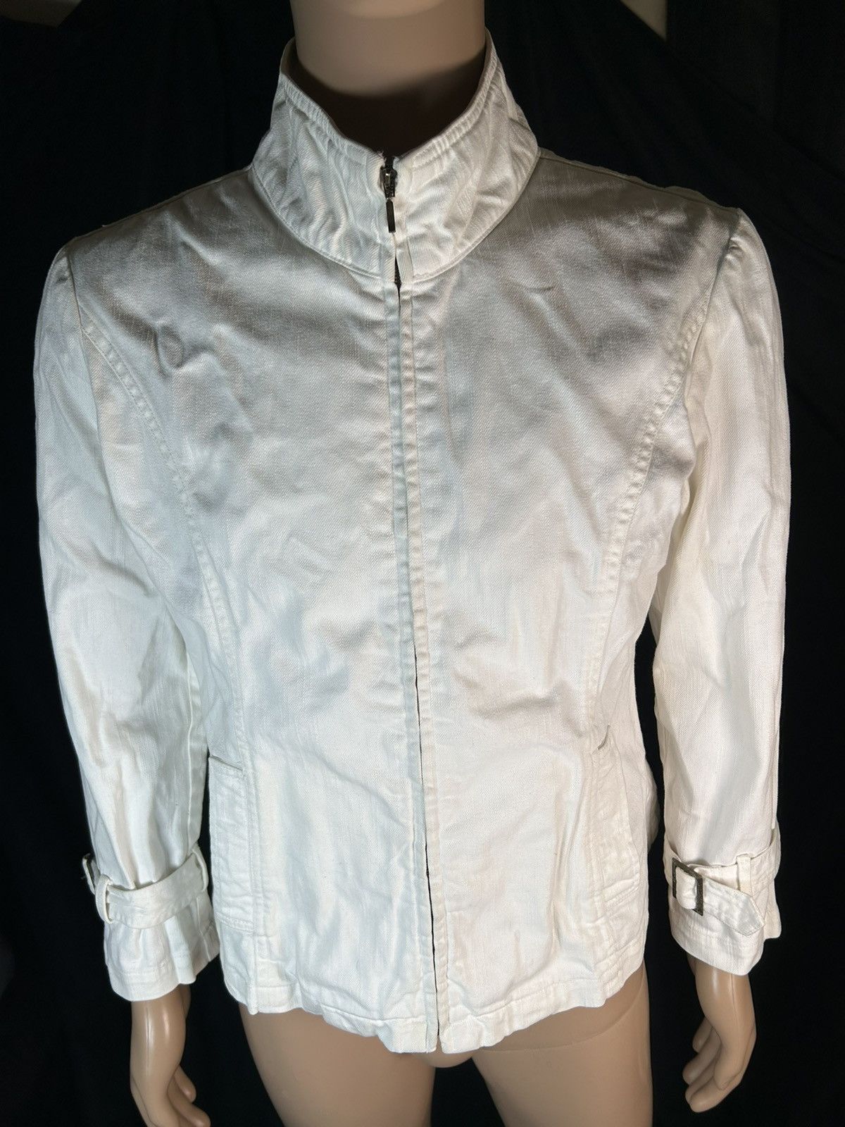 Japanese Brand Mariene Jobert White Tone Mortocycle Jacket Size US M / EU 48-50 / 2 - 1 Thumbnail