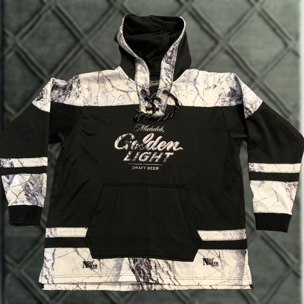 Logo 7 Michelob Golden hoodie logo Sz 2XL black Camo pocket beer party hunting 2098 Size US XXL / EU 58 / 5 - 1 Thumbnail