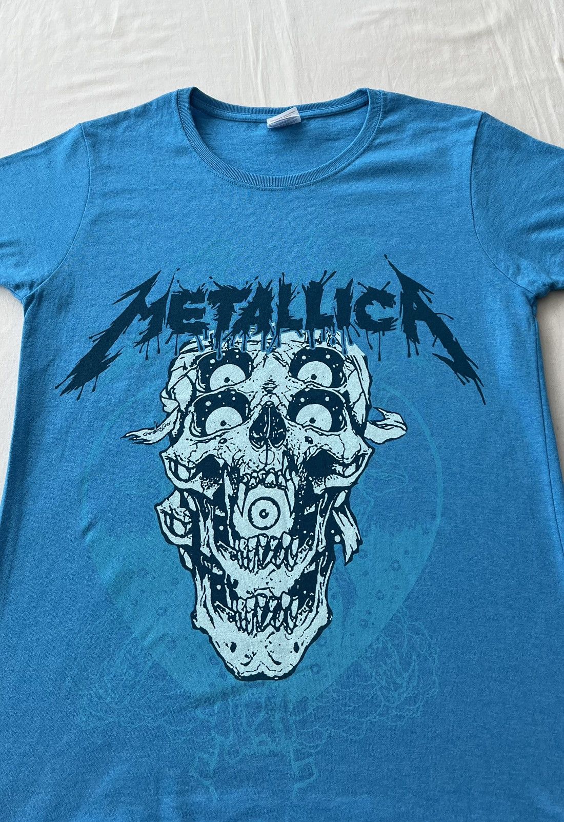 Band Tees Vintage 2010s Metallica Pushead Women Blue T-shirt Size M / US 6-8 / IT 42-44 - 3 Thumbnail