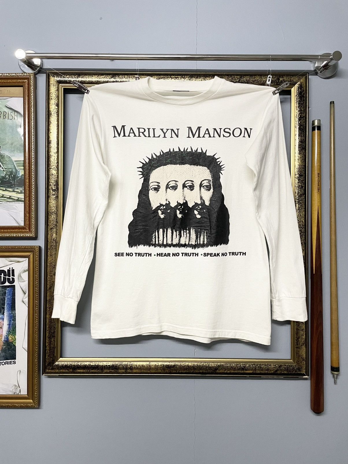Vintage Vintage Marilyn Manson ‘BELIEVE’ Jesus Graphic Longsleeve Size US S / EU 44-46 / 1 - 1 Thumbnail