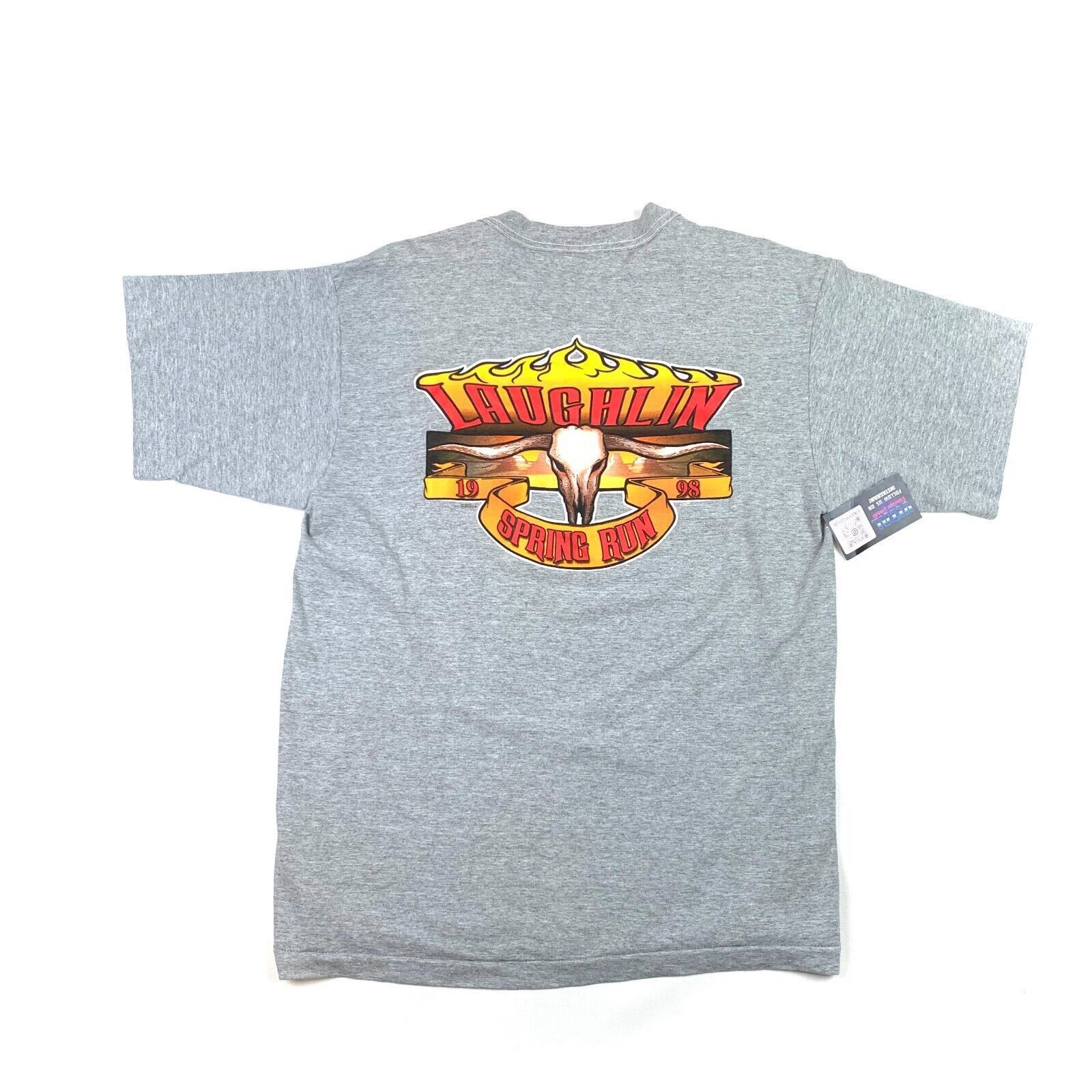 Harley Davidson × Vintage Vintage 1998 Laughlin Spring Run Motorcycle Gray Tee Large Size US L / EU 52-54 / 3 - 4 Thumbnail