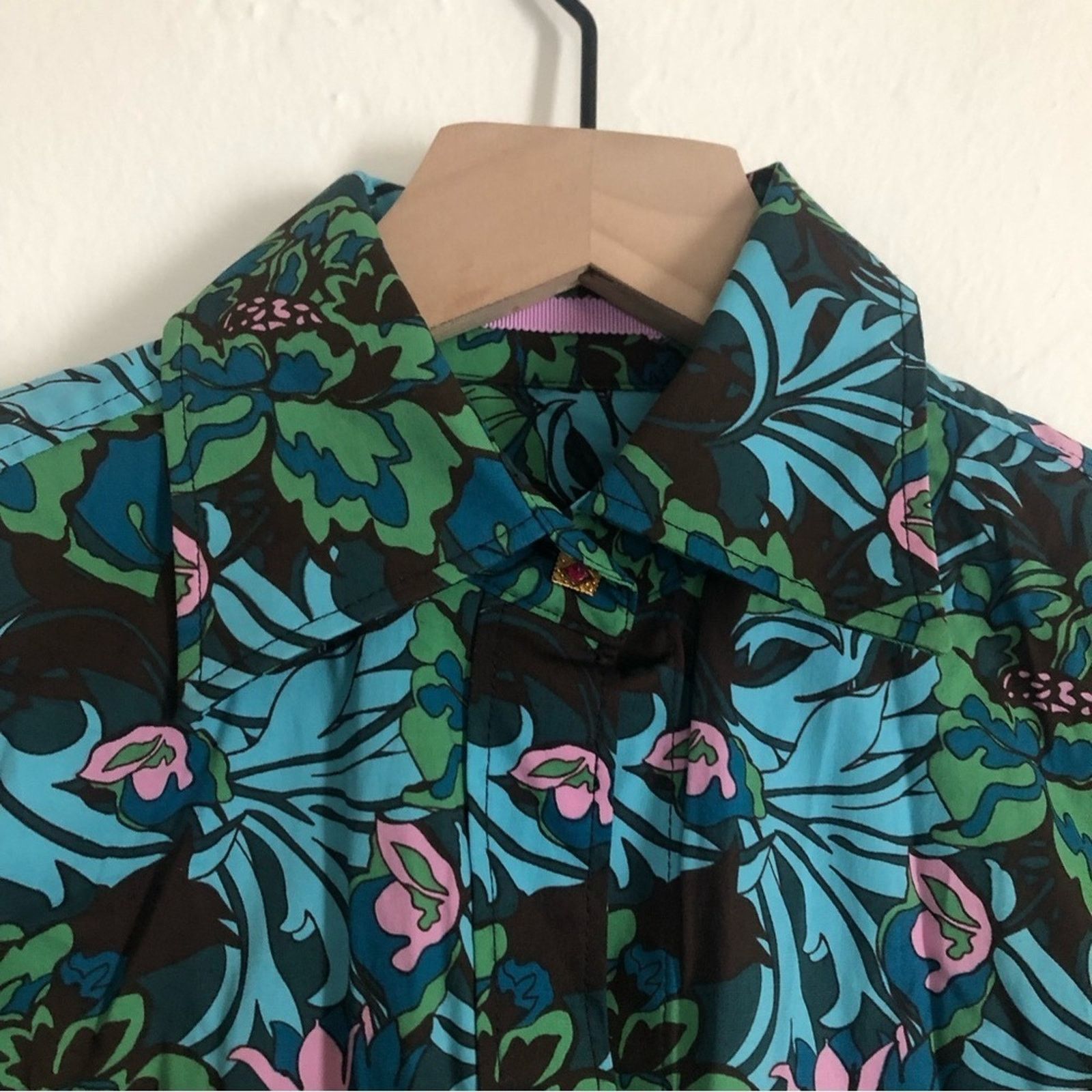 Other The Limited Floral Blue Green Pink Tropical Blouse Shirt Top Size XS / US 0-2 / IT 36-38 - 4 Thumbnail