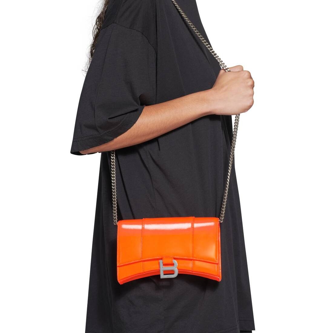 Balenciaga Hourglass Wallet on a chain bag in Fluo Orange Size ONE SIZE - 1 Thumbnail