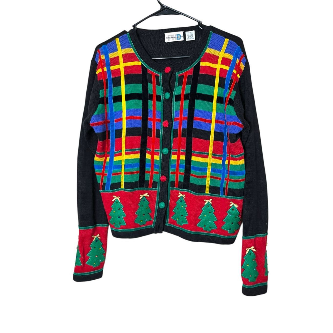Other Vintage Paul Harris Design Christmas Tree Sweater Cardigan S Size S / US 4 / IT 40 - 1 Thumbnail