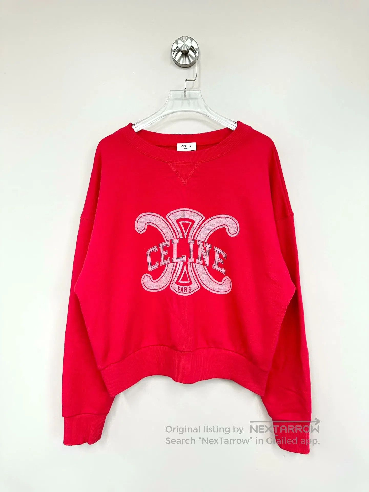 Celine CELINE Red Printed Logo Long-Sleeve Hoodie| Size US S / EU 44-46 / 1 - 1 Thumbnail