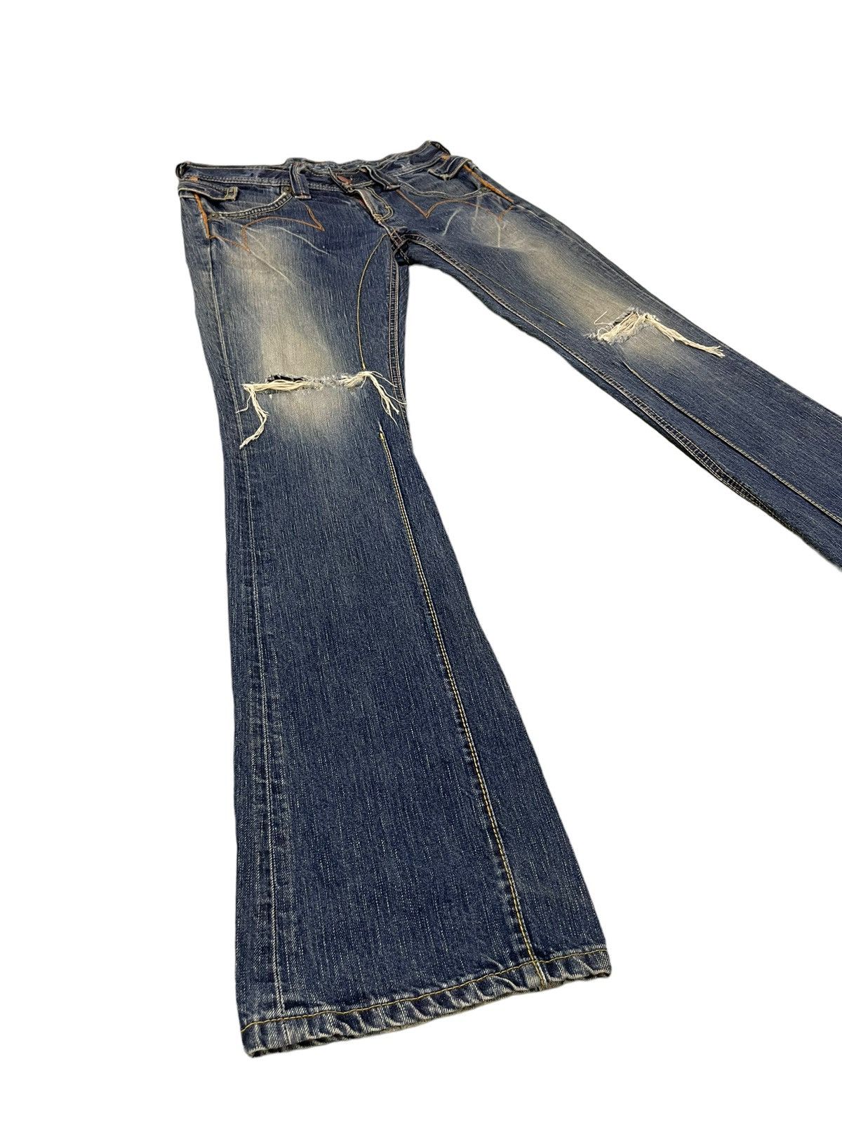 Edwin Flare Jeans Edwin Japan Faded Distress Boot Cut 8🟦1 Size US 29 - 1 Thumbnail