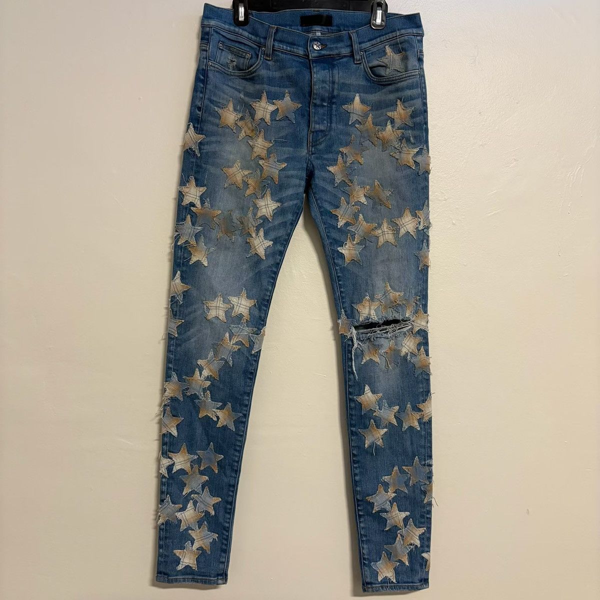 Amiri x Chemist Plaid Star Patch Jeans