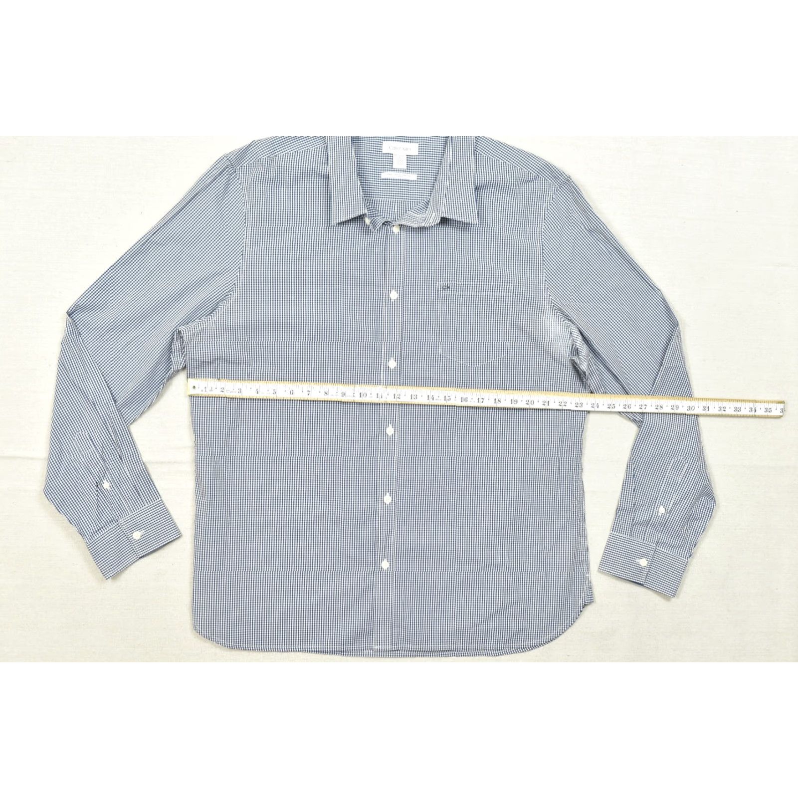 Calvin Klein Calvin Klein Extra-Fine Cotton Shirt Mens XXL Slim Fit Blue White Gingham Check Shirt Size US XXL / EU 58 / 5 - 3 Thumbnail