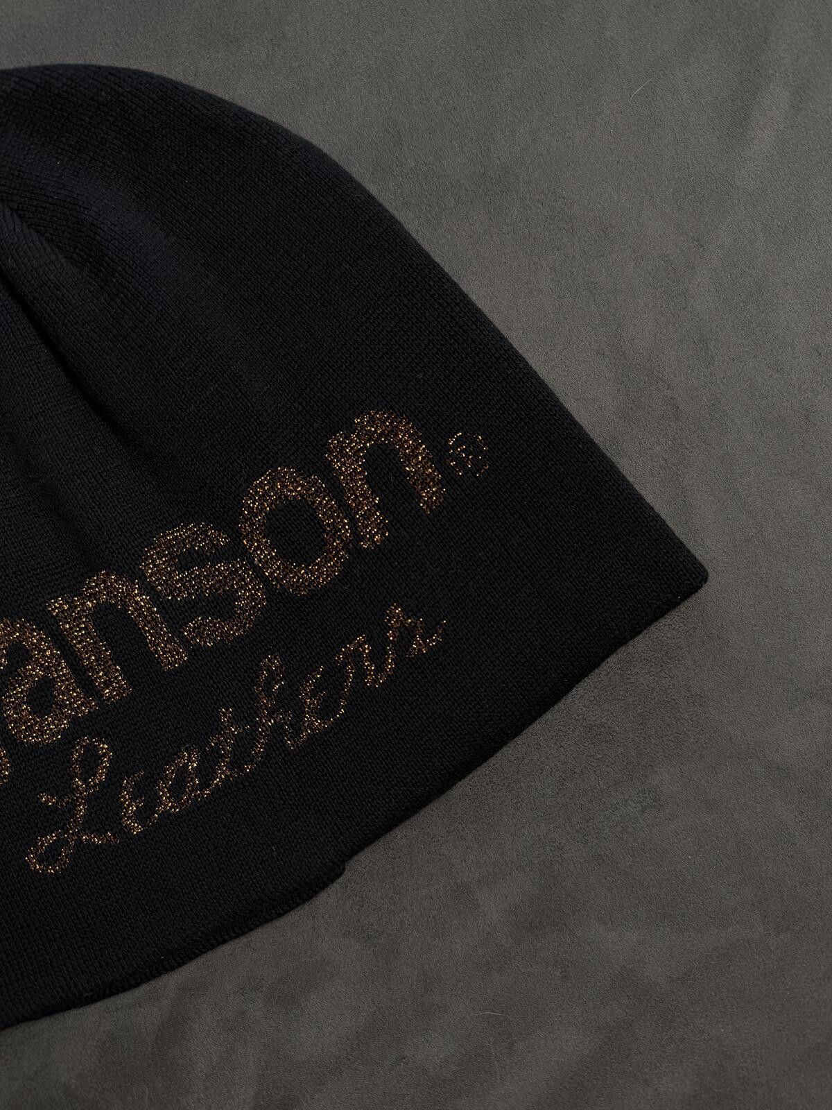 Vanson Leathers Vtg Vanson Leathers Gold Graphic No Cuff Knit Beanie Hat Blk Size ONE SIZE - 2 Thumbnail