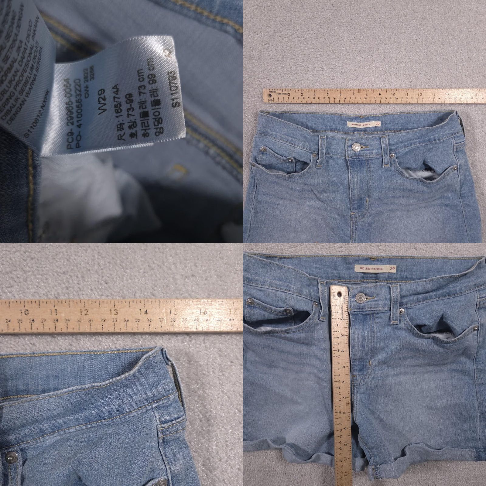 Levi's Levi's Bermuda Shorts Womens 29 Blue Mid Length Cuffed Denim Casual Stretch Polyester Cotton Spandex Size 29" - 8 Thumbnail