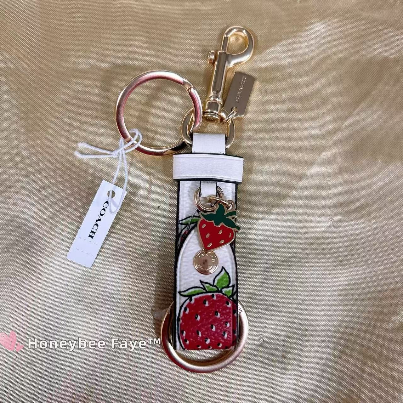 Coach Trigger Snap Bag Charm With Strawberry Print CAO45 Size ONE SIZE - 1 Thumbnail