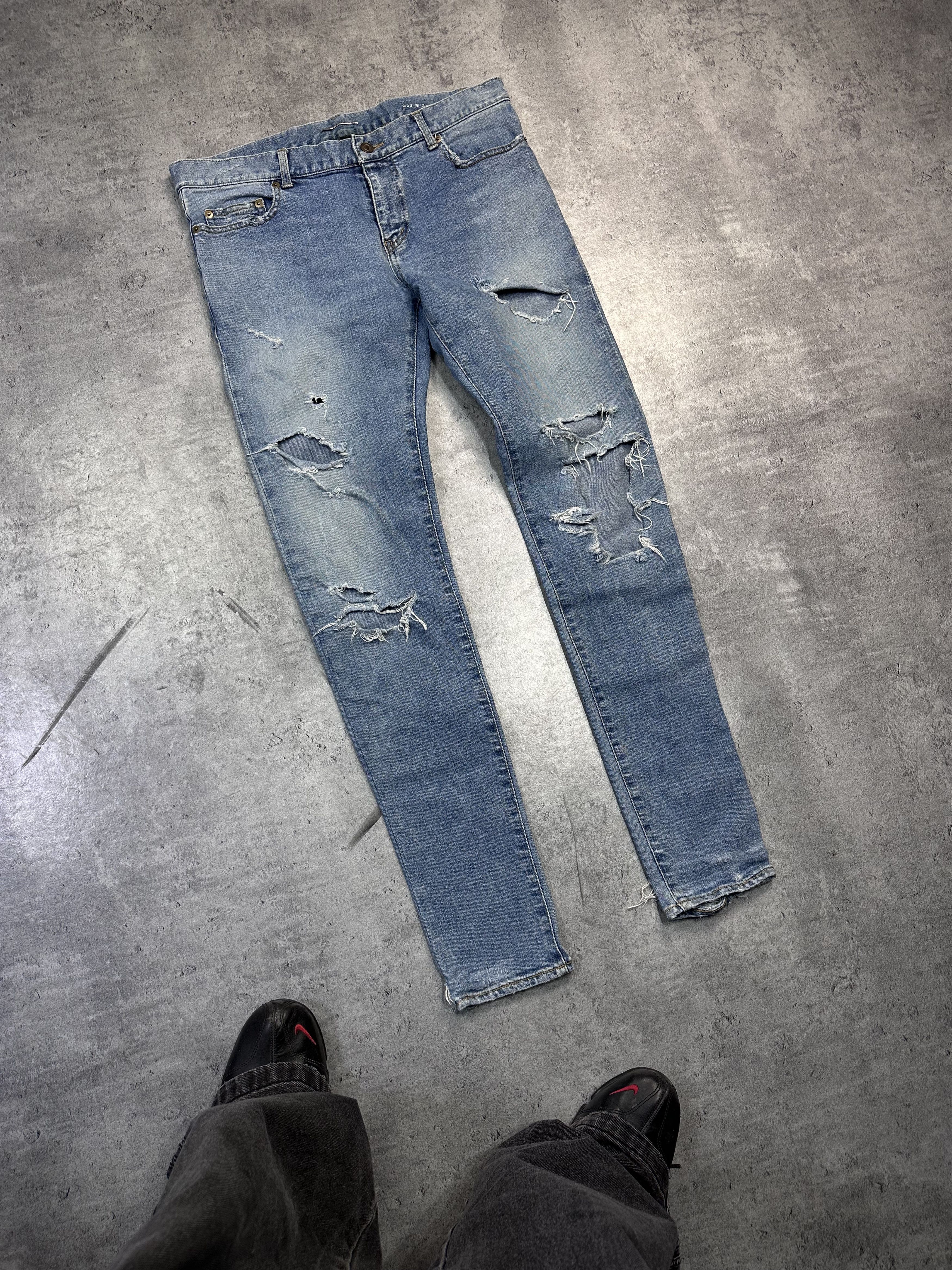 Saint Laurent Paris SLP AW15 Crash denim jeans skinny hedi era Size US 33 - 2 Thumbnail