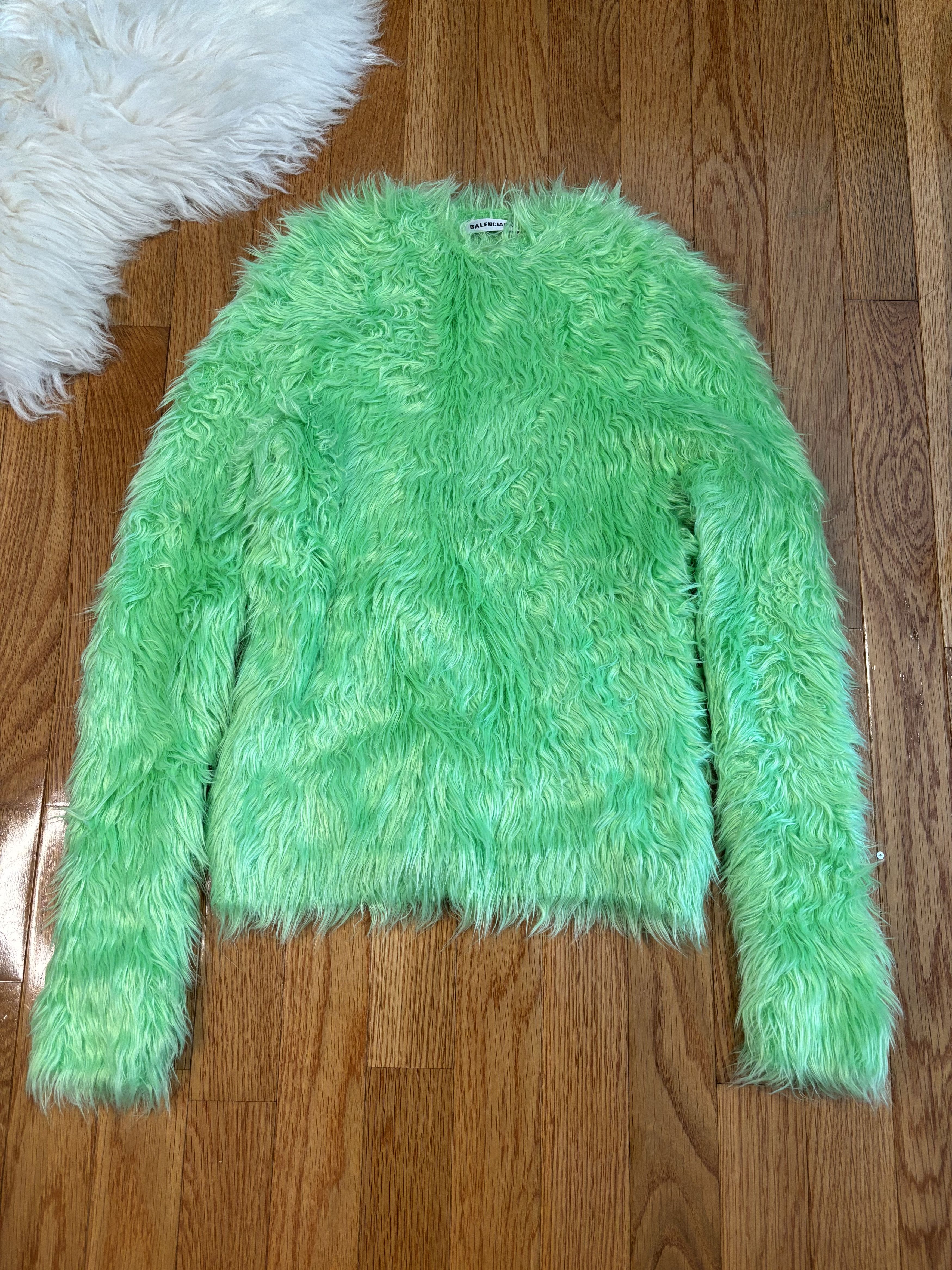Balenciaga FW18 GREEN FUR SWEATER Size US M / EU 48-50 / 2 - 1 Thumbnail