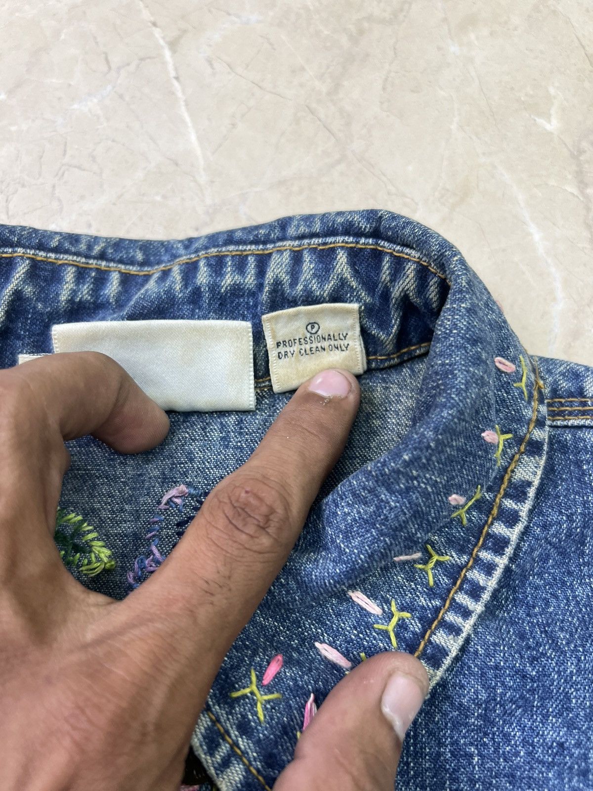 DKNY Vintage 1990s DKNY Jeans Embroidered Denim Vest Beaded Boho Size M / US 6-8 / IT 42-44 - 3 Thumbnail