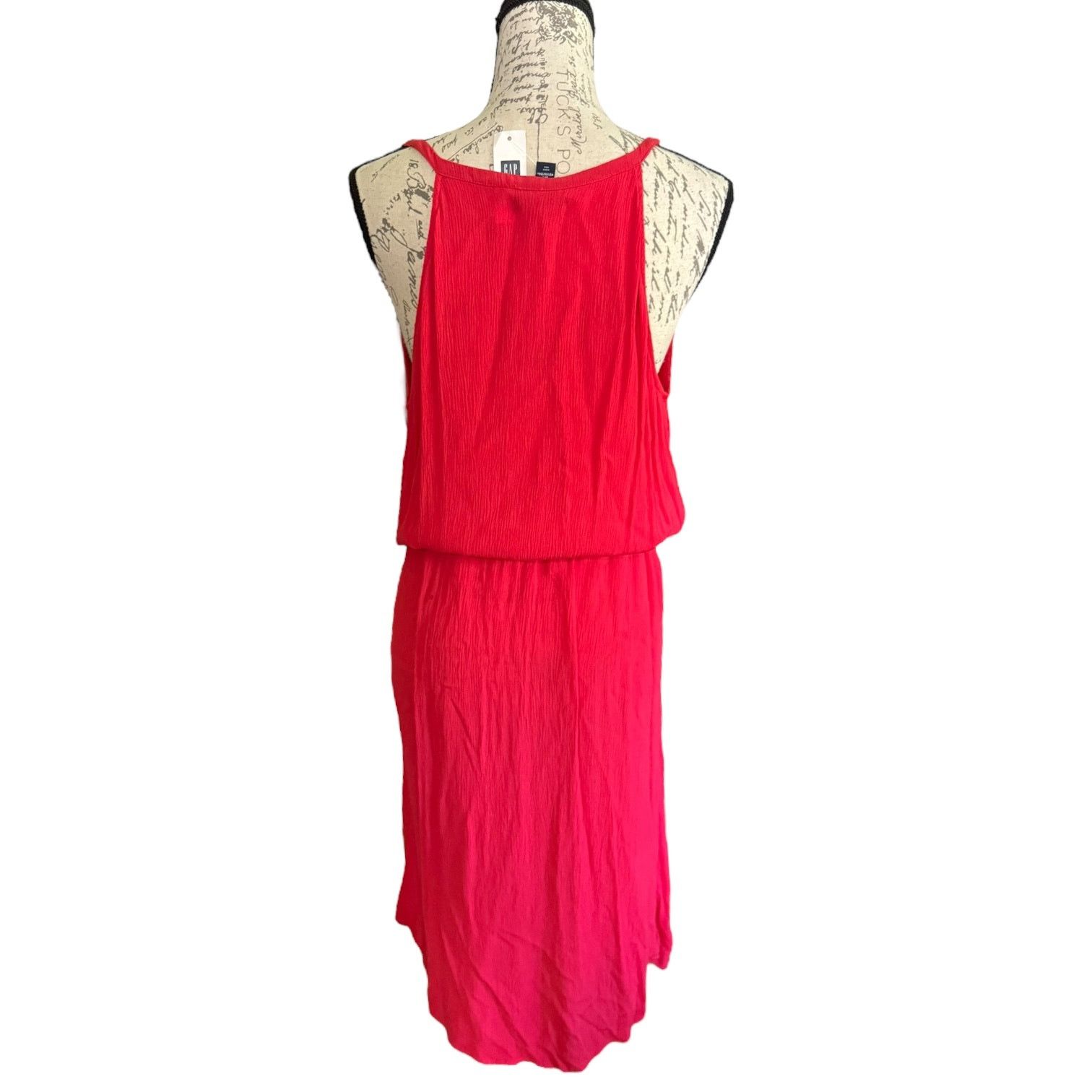 Gap Gap Red V Neck Split Embroidered Red Blue Sundress Large Size L / US 10 / IT 46 - 3 Thumbnail