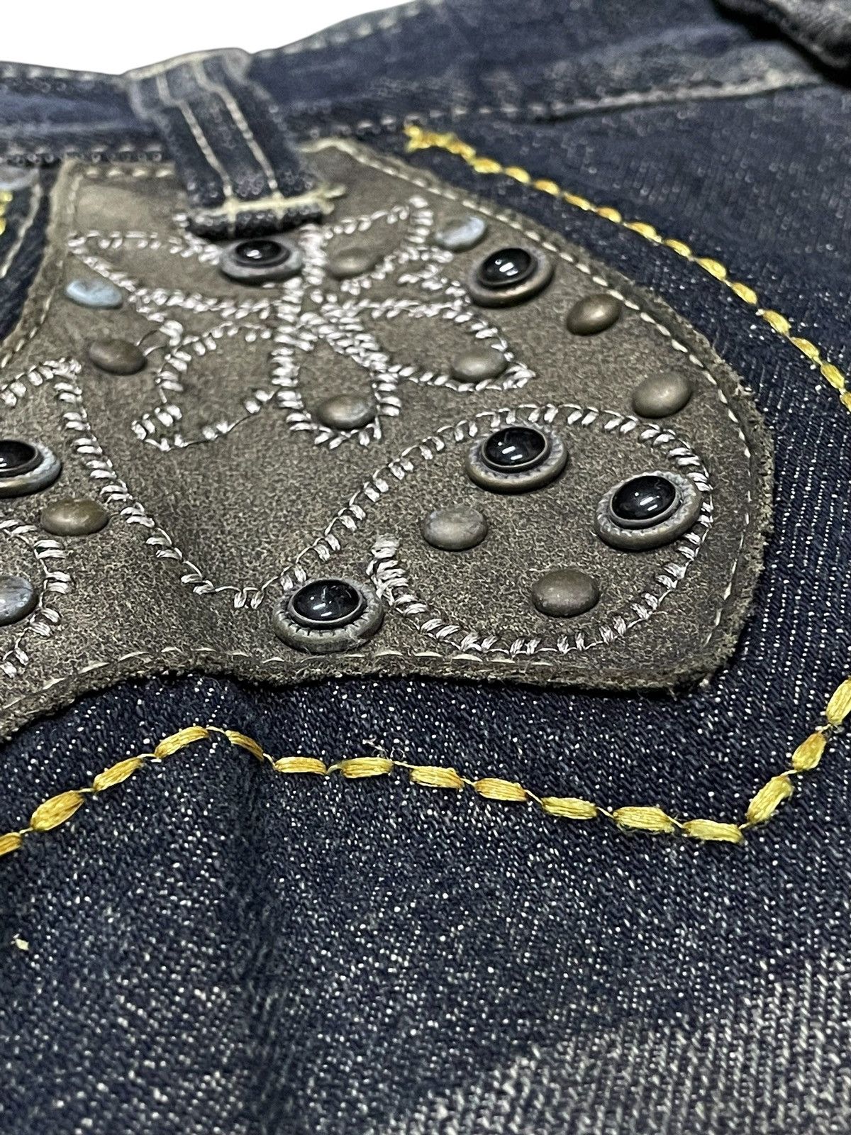 Japanese Brand × Tornado Mart Beach Sound Japan Studded Gems Leather Snake Trimmed Jeans Size US 30 / EU 46 - 6 Thumbnail
