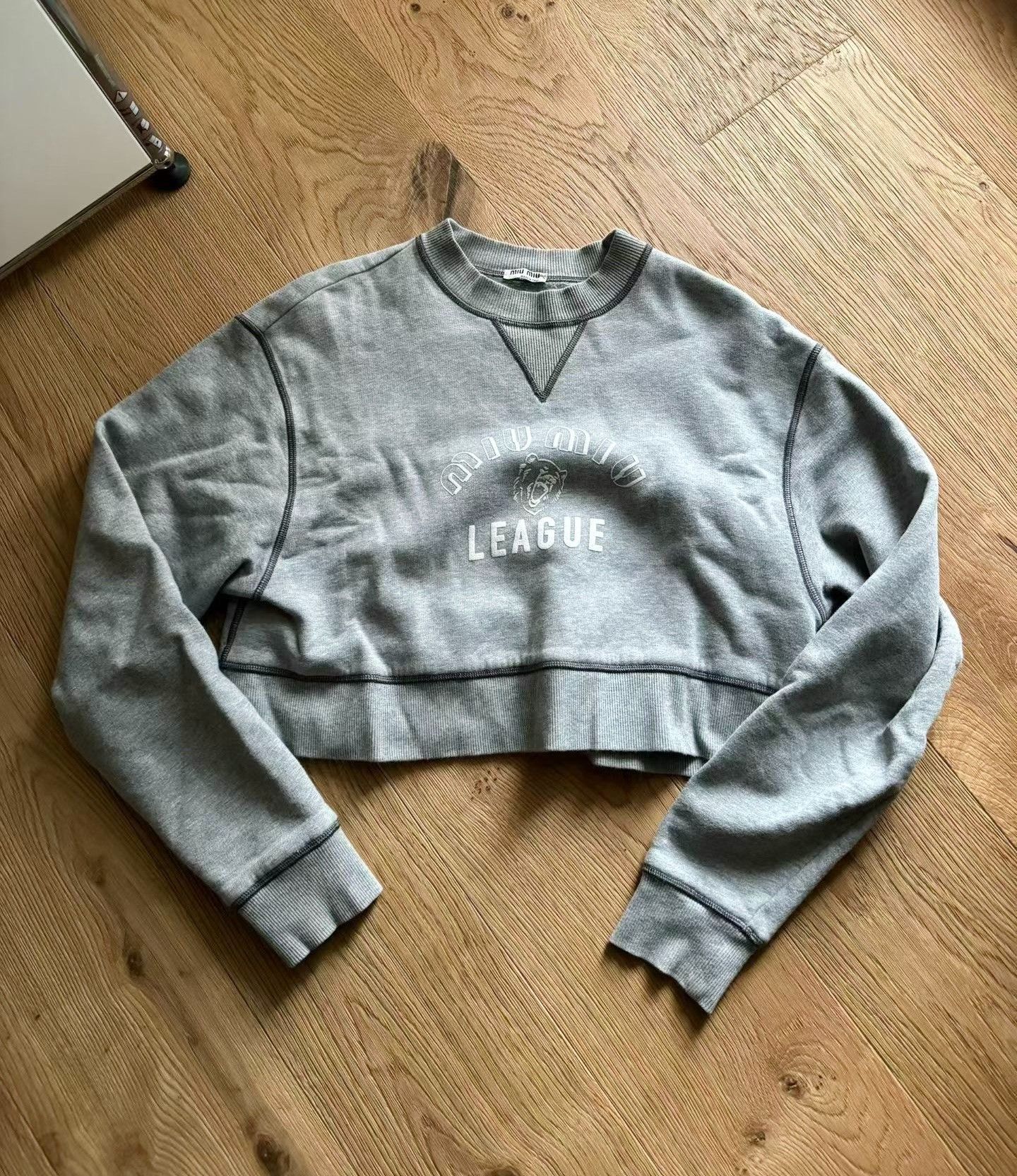 Miu Miu Miu Miu Gray Preppy Foam Print Cropped Sweatshirt Size S / US 4 / IT 40 - 1 Thumbnail