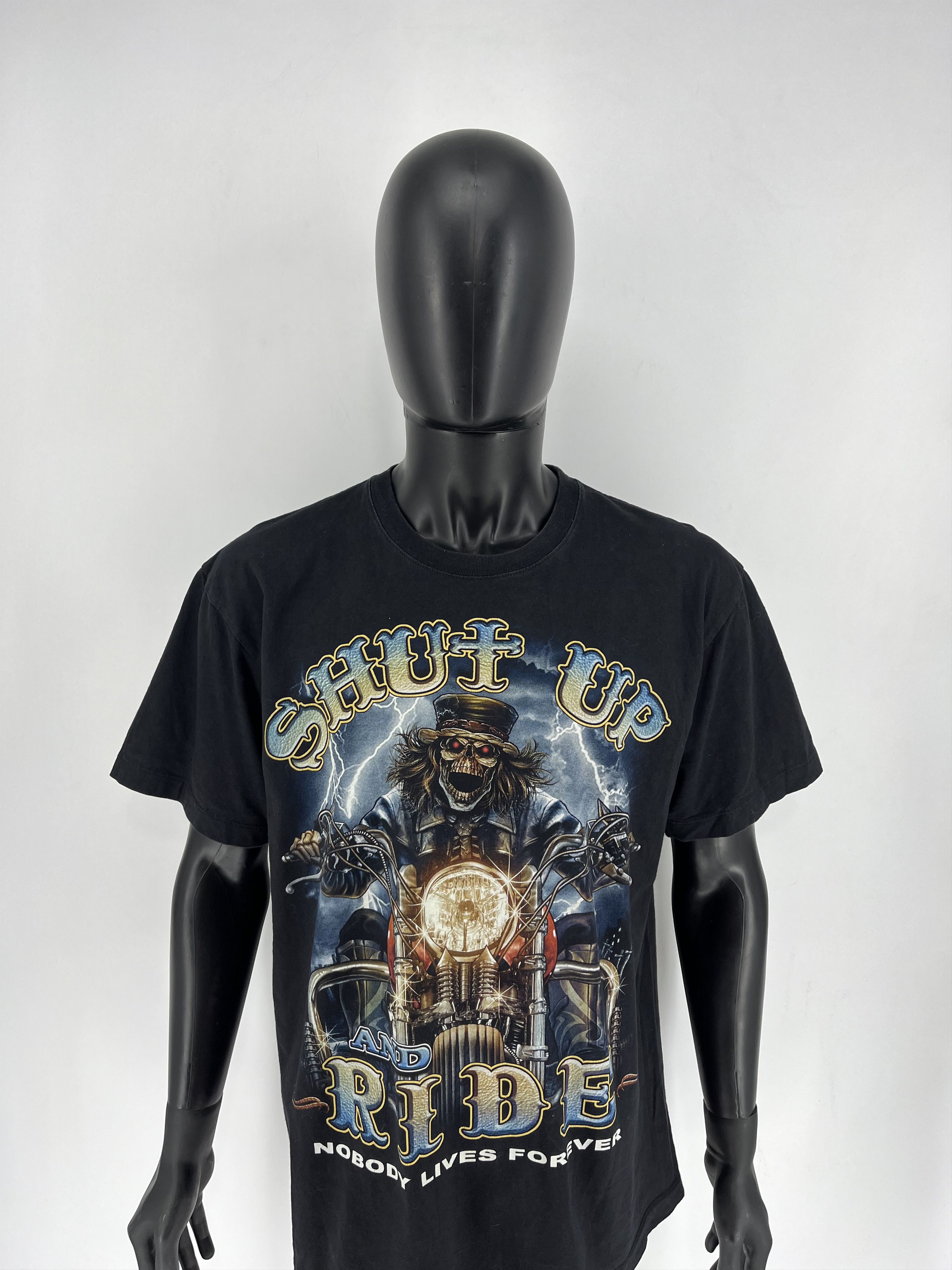 Other Vintage 90s Shut Up and RIDE Biker T-Shirt, Skeleton Comin Size US L / EU 52-54 / 3 - 5 Thumbnail