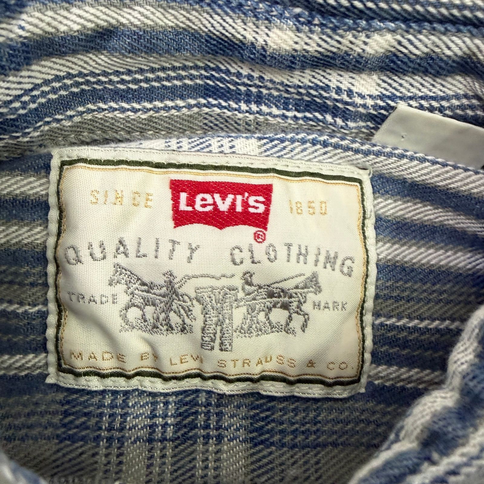 Levi's Vintage Levis Denim Shirt Men's Small Blue Green Plaid 90s Size US S / EU 44-46 / 1 - 4 Thumbnail