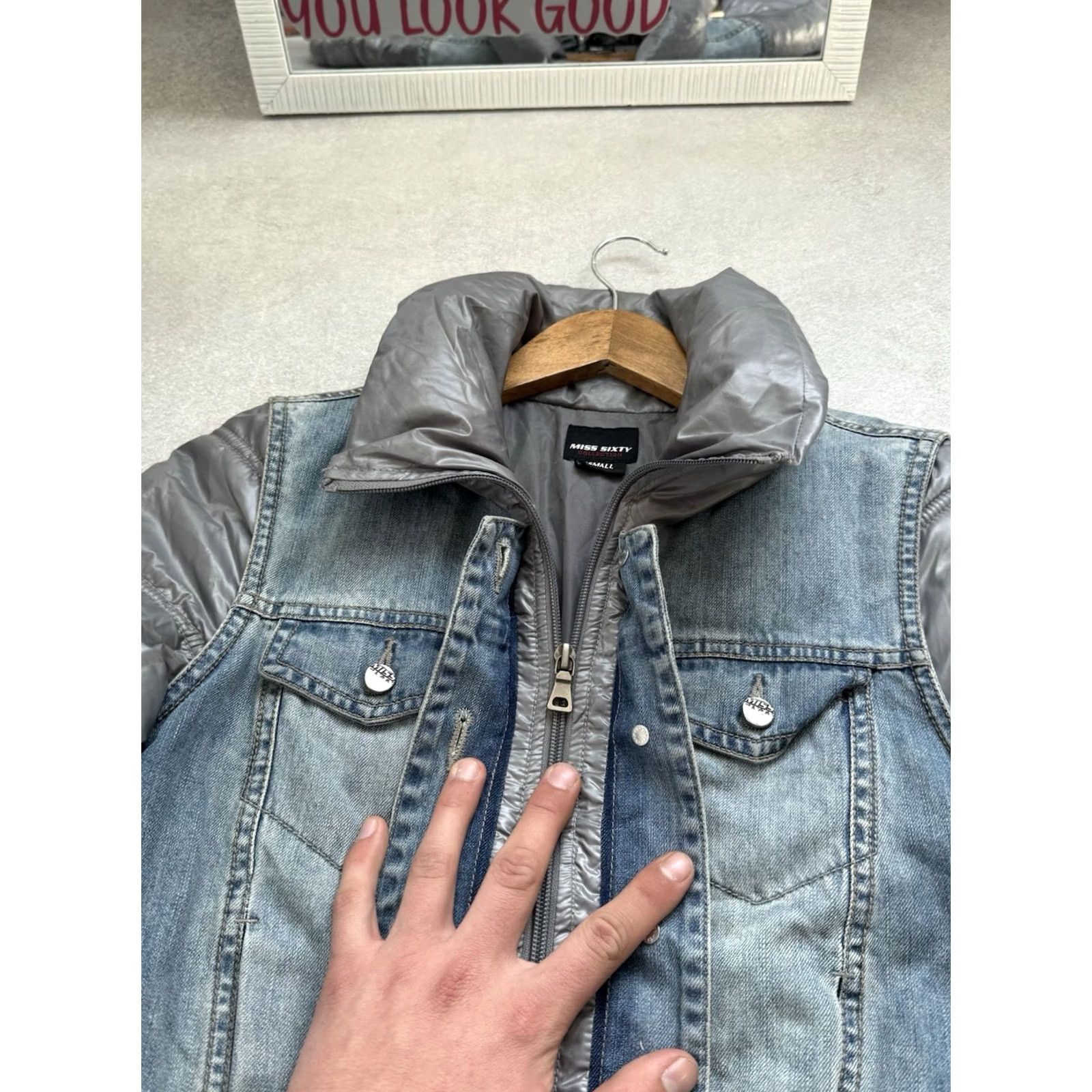 Miss Sixty VINTAGE Miss Sixty Y2K Rare Down Puffer Denim Jacket S Womens Gray 90s Designer Fashion Streetwear Italy Avant Garde Shirt/Jacket Size S / US 4 / IT 40 - 7 Thumbnail