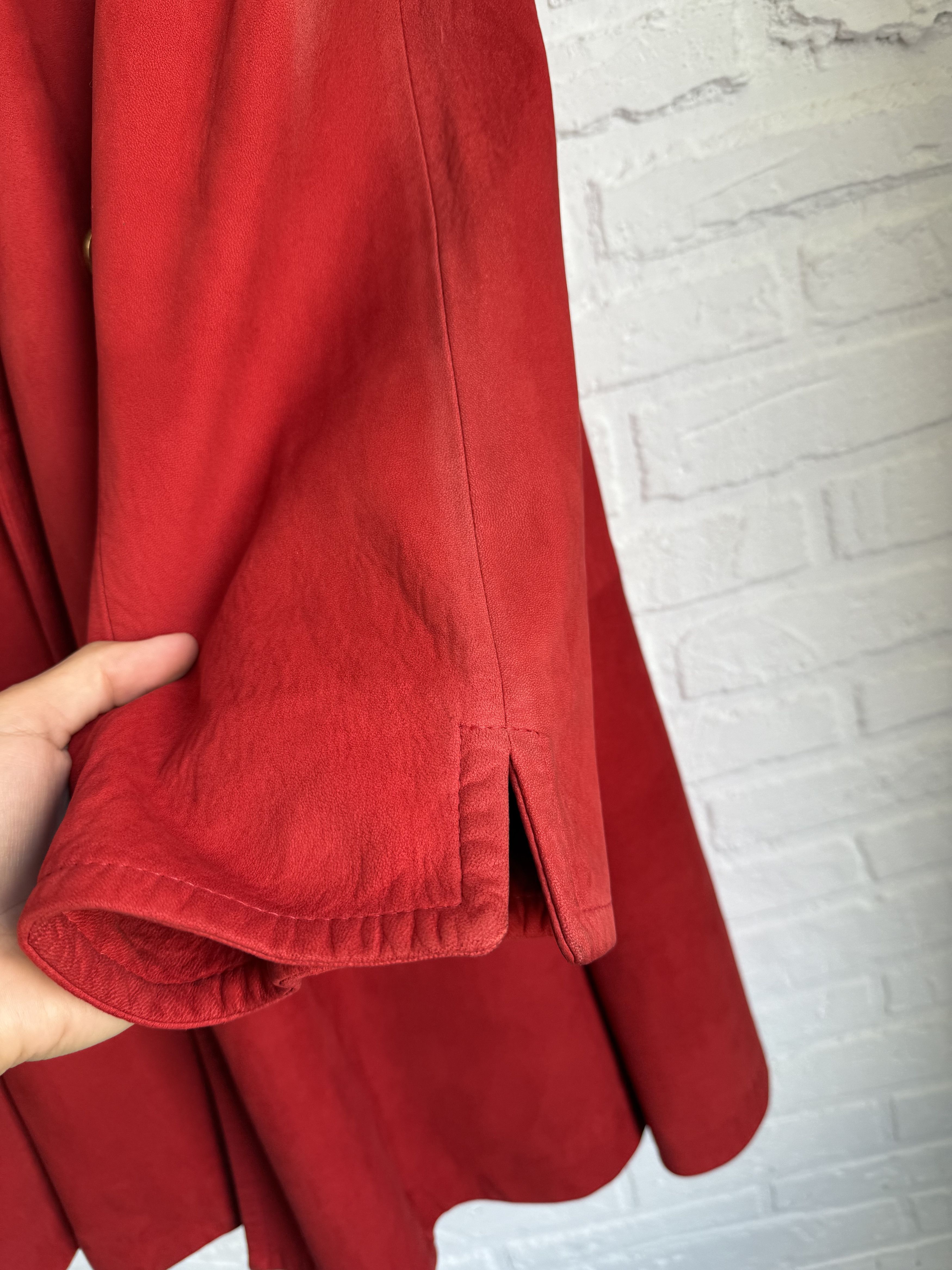 Gianfranco Ferre Vintage 80s Gianfranco Ferre red leather cape jacket Size ONE SIZE - 15 Thumbnail